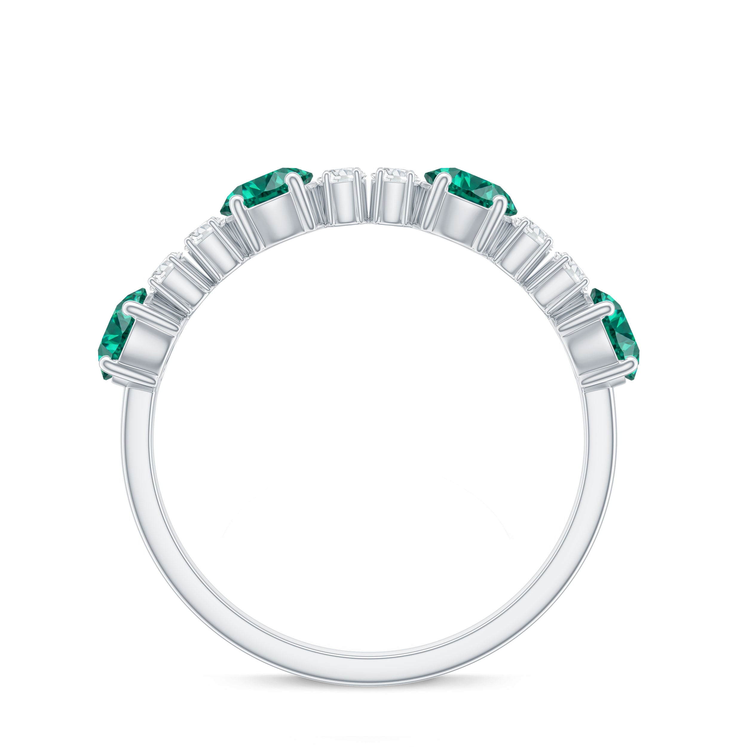 Certified Lab Grown Emerald Diamond Half Eternity Ring in Prong Set AAAA - Rosec Jewels