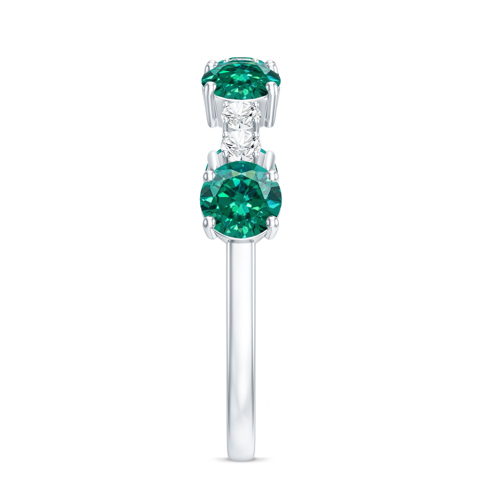 Certified Lab Grown Emerald Diamond Half Eternity Ring in Prong Set AAAA - Rosec Jewels