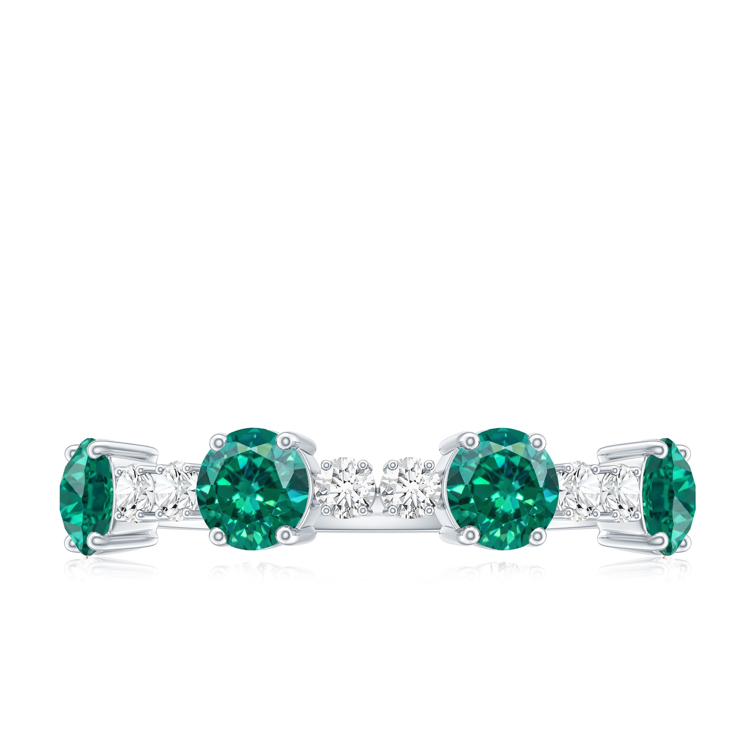 Certified Lab Grown Emerald Diamond Half Eternity Ring in Prong Set AAAA - Rosec Jewels
