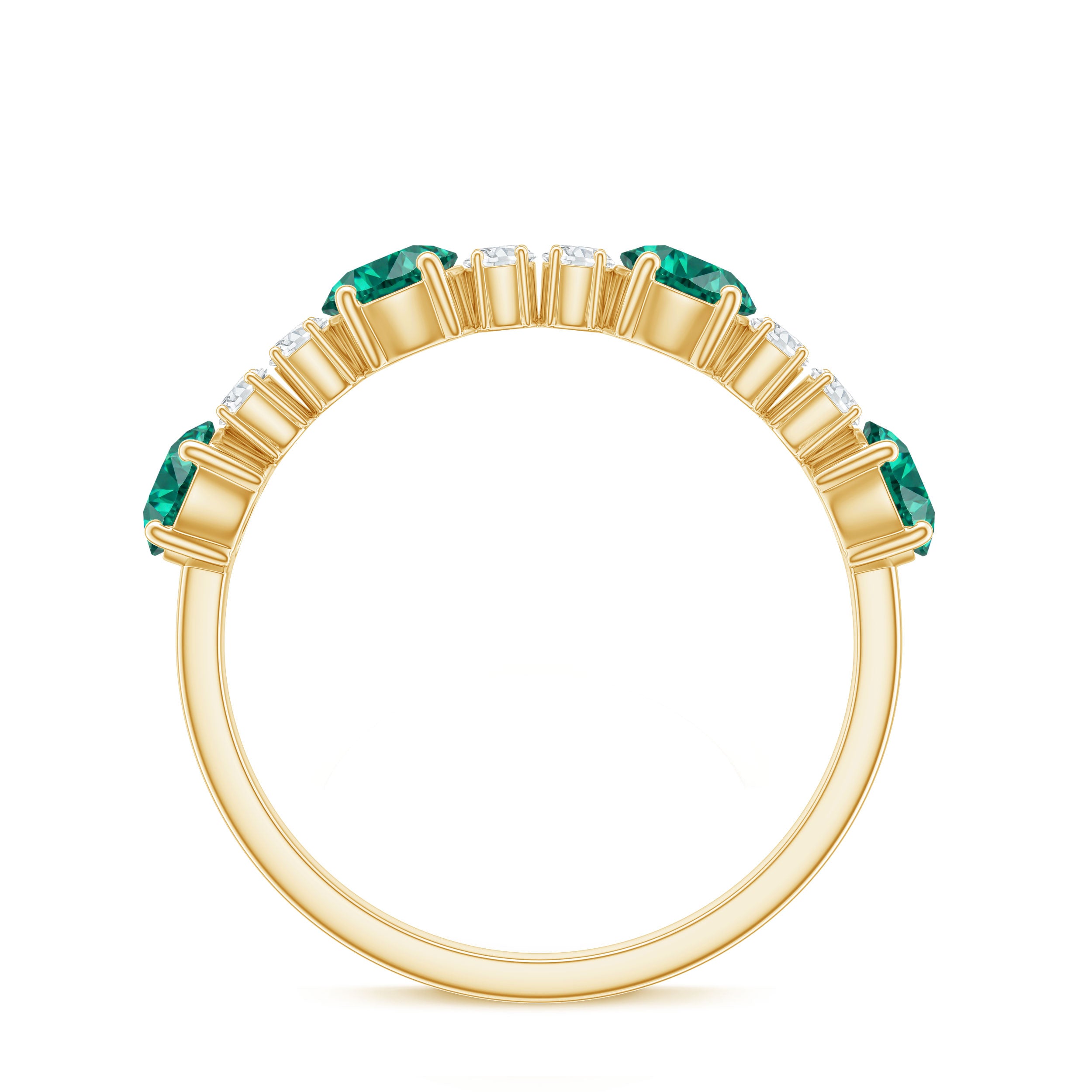 Certified Lab Grown Emerald Diamond Half Eternity Ring in Prong Set AAAA - Rosec Jewels