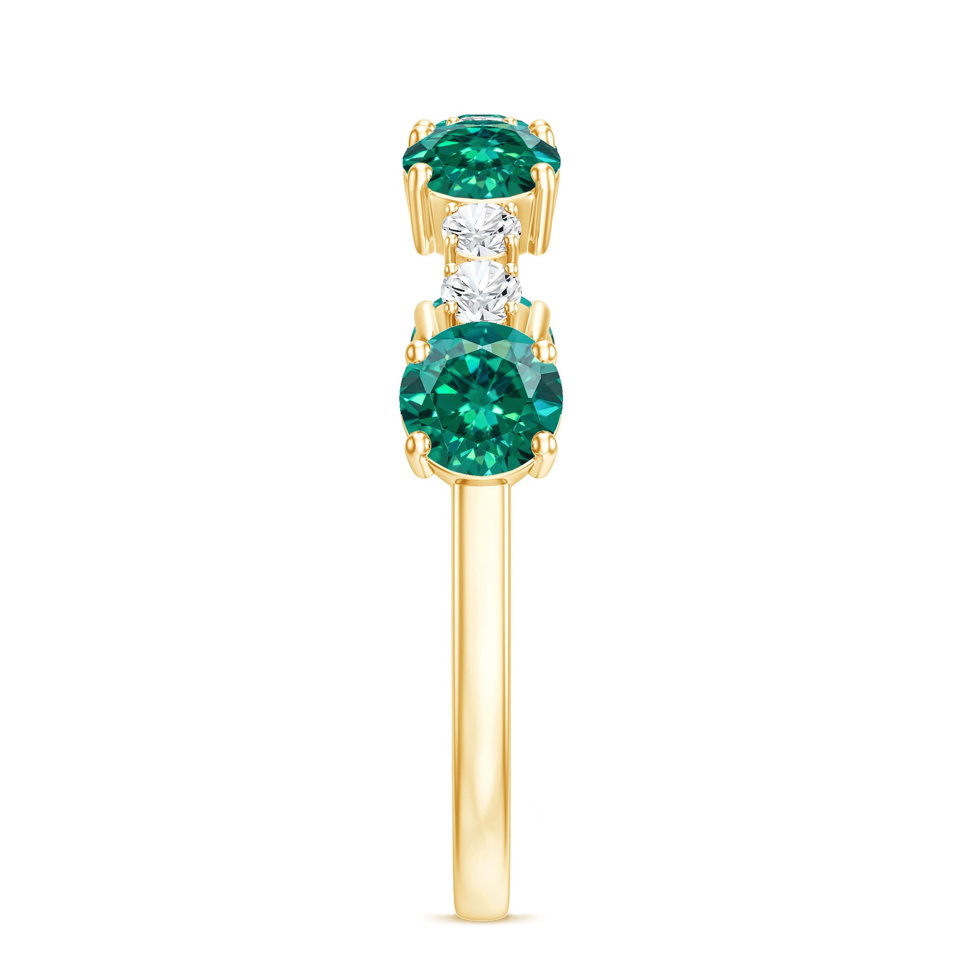 Certified Lab Grown Emerald Diamond Half Eternity Ring in Prong Set AAAA - Rosec Jewels
