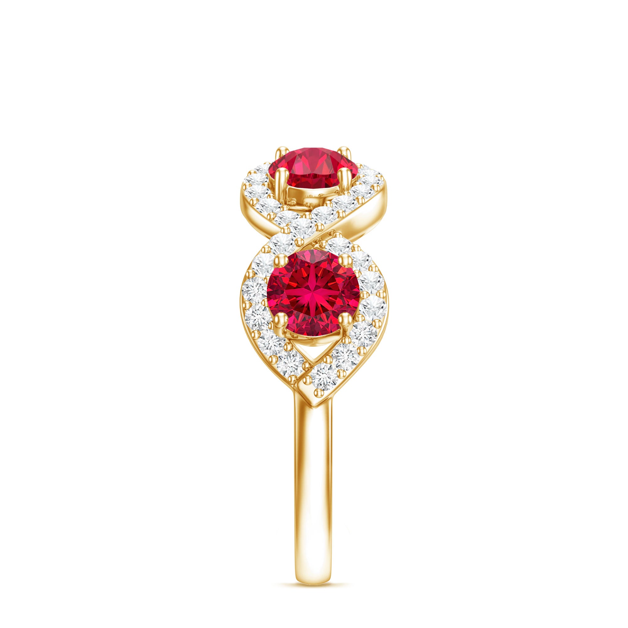 Certified Lab Created Ruby Half Eternity Infinity Ring with Diamond AAAA - Rosec Jewels