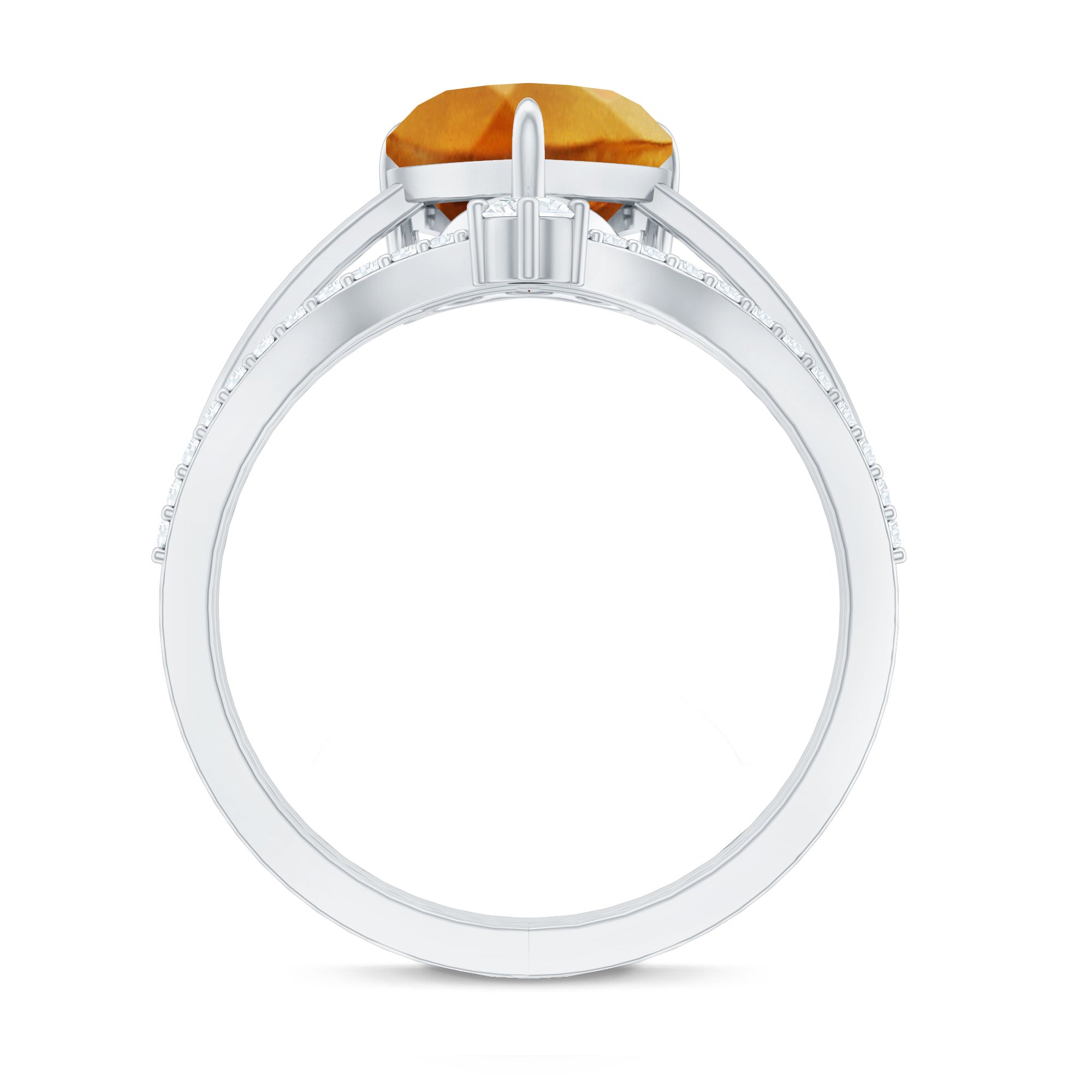 Natural Citrine Heart Engagement Ring with Diamond Enhancer AAA - Rosec Jewels
