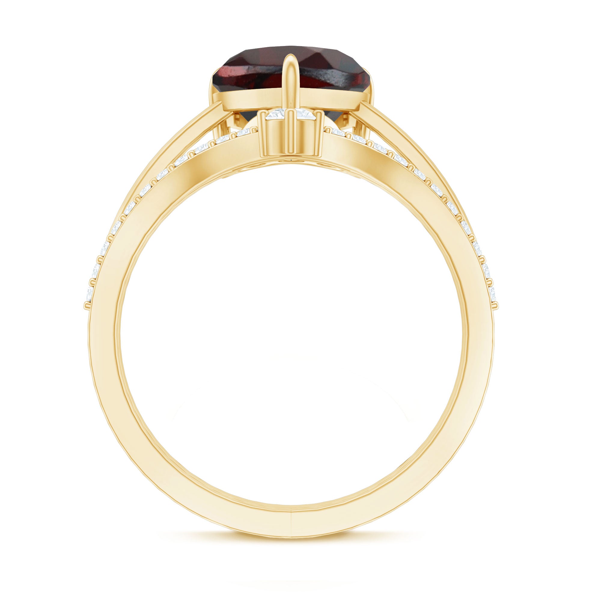 Natural Garnet Heart Shaped Engagement Ring with Diamond Enhancer AAA - Rosec Jewels