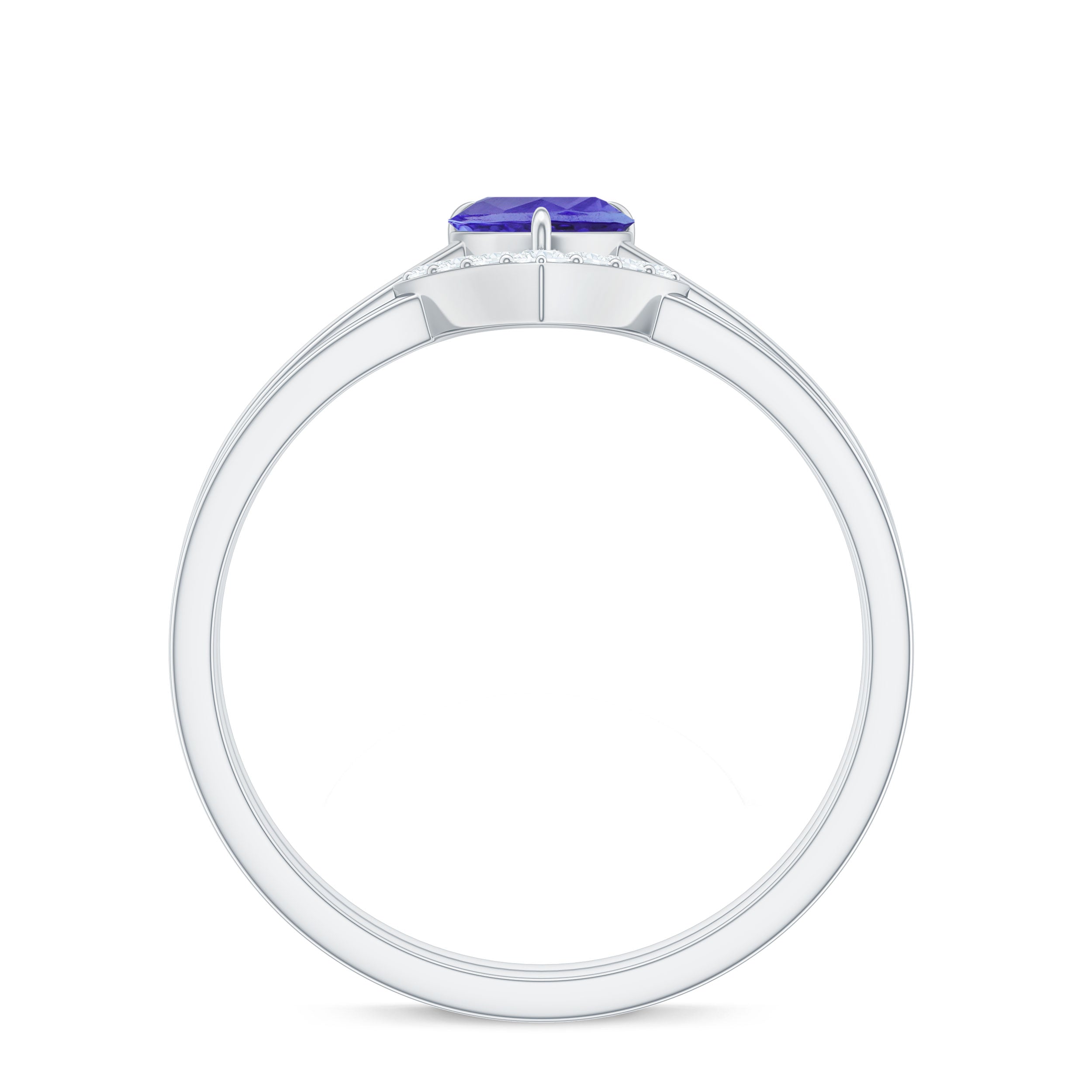Rosec Jewels-Natural Heart Shape Tanzanite Diamond Wedding Engagement Ring Set