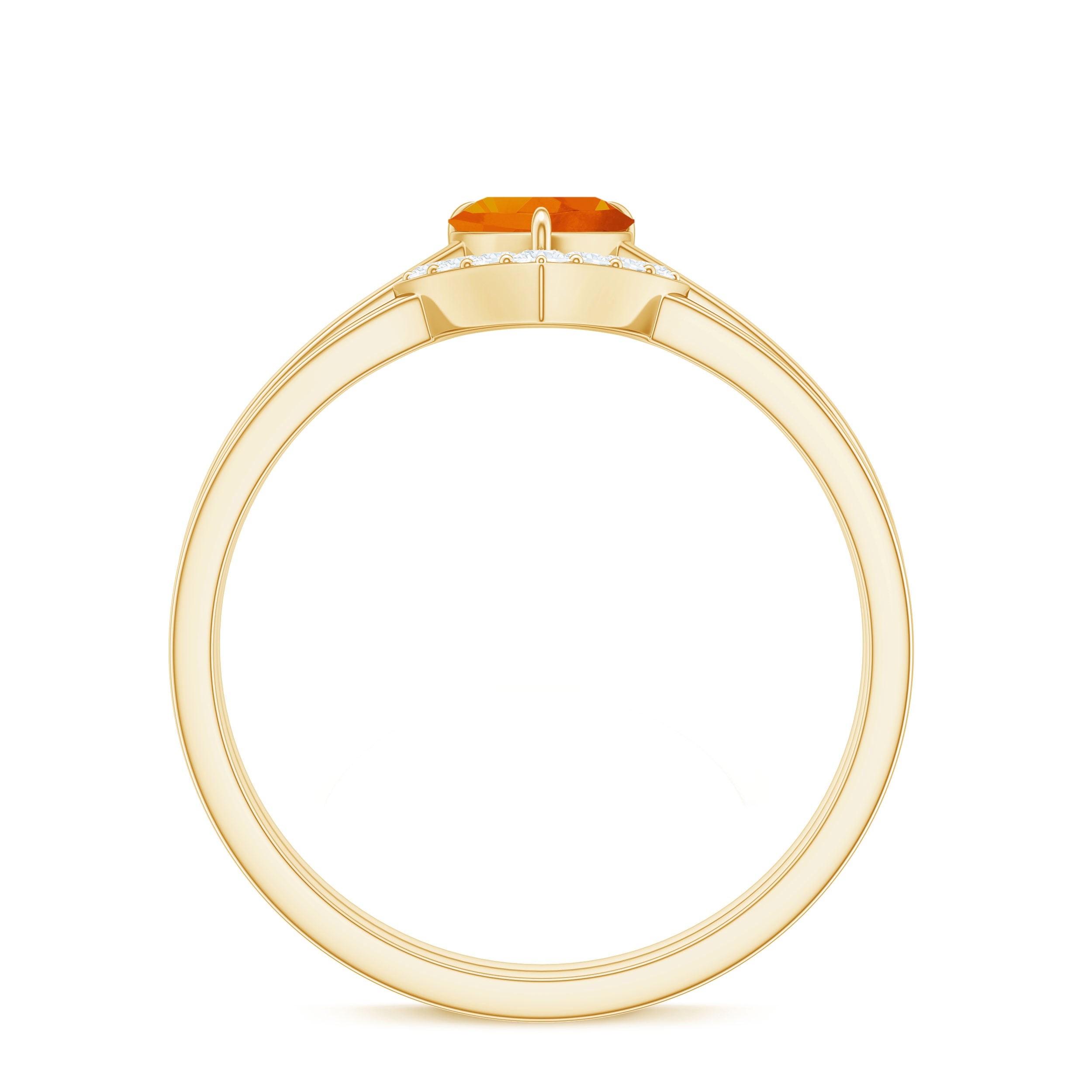 Rosec Jewels-Natural Fire Opal Heart Solitaire Ring Set with Diamond Band