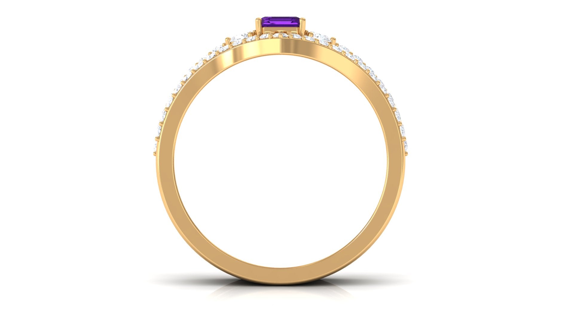 Natural 1.4 Carat Emerald Cut Amethyst Diamond 3 Piece Bridal Ring Set AAA - Rosec Jewels