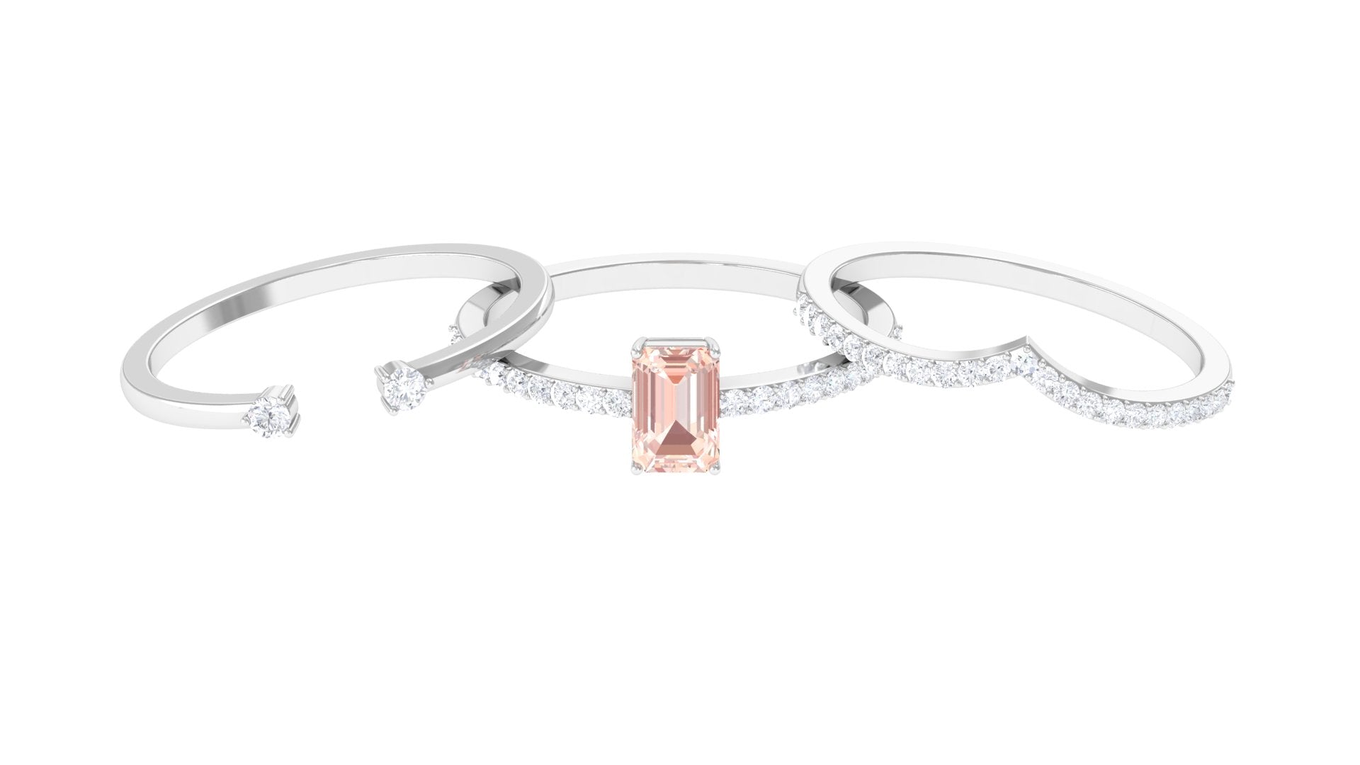 Morganite and Diamond Ring Set in Prong Setting