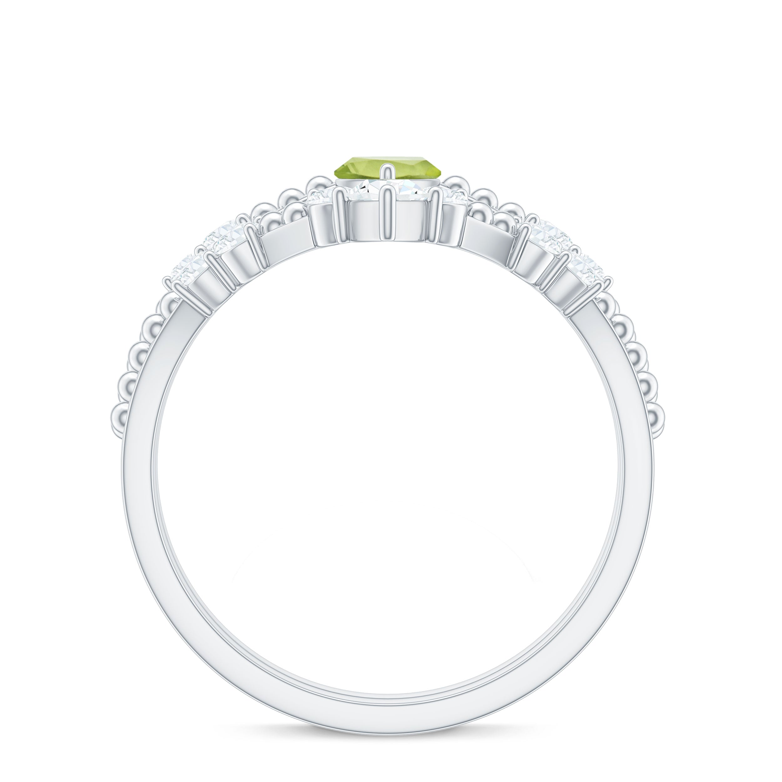 Natural Peridot Marquise Engagement Ring With Wedding Band AAA - Rosec Jewels