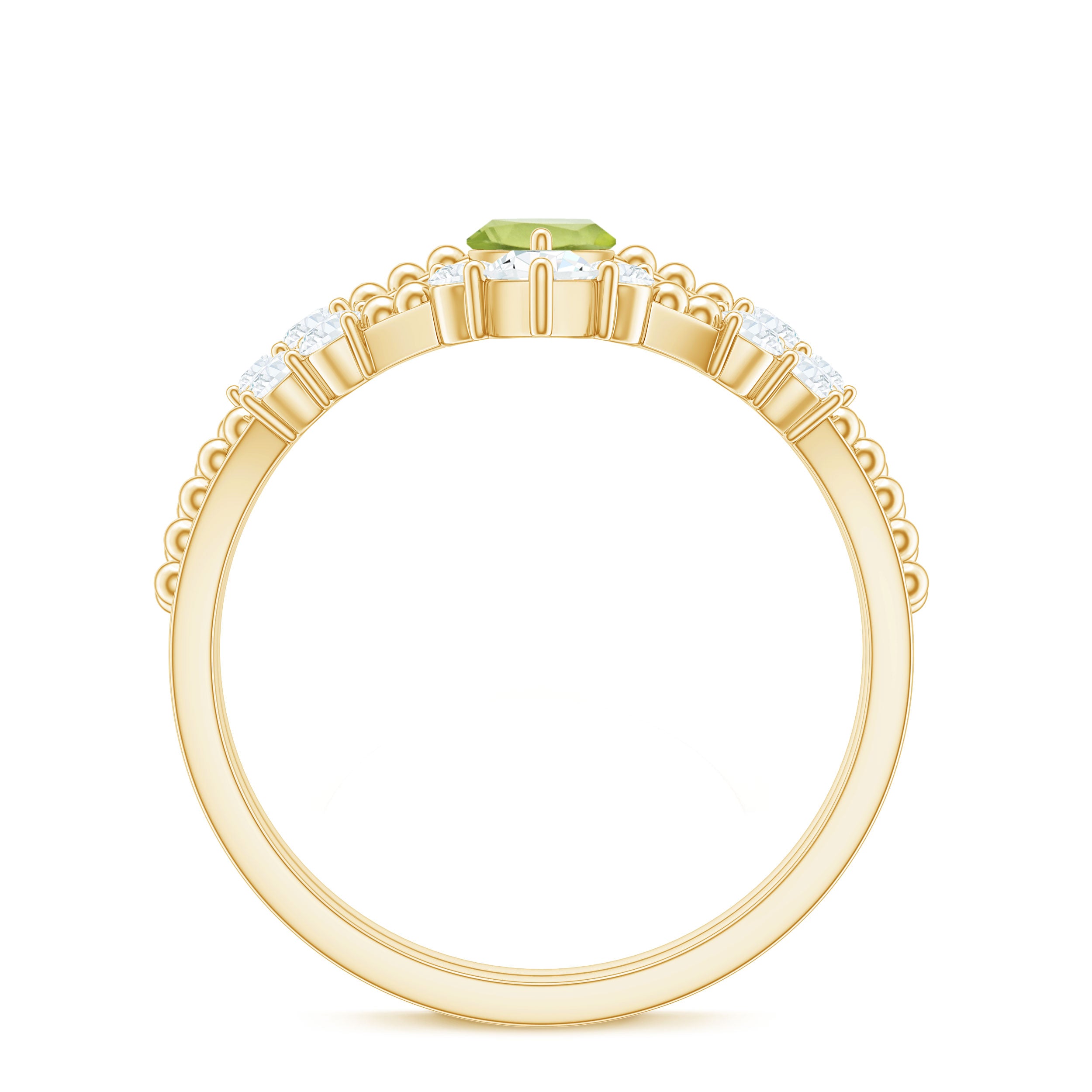 Natural Peridot Marquise Engagement Ring With Wedding Band AAA - Rosec Jewels