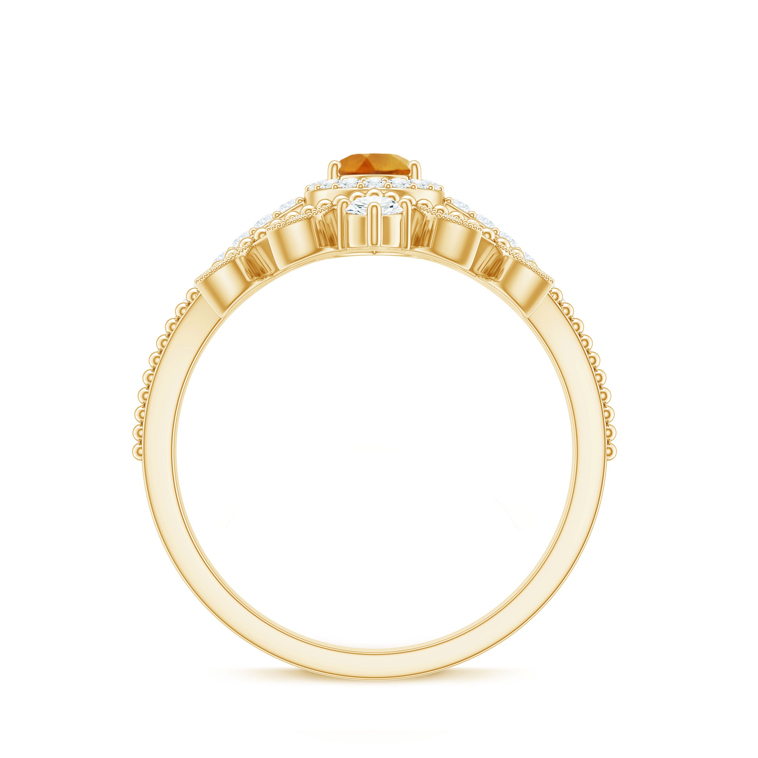 Certified Citrine and Diamond Teardrop Engagement Ring with Enhancer AAA - Rosec Jewels