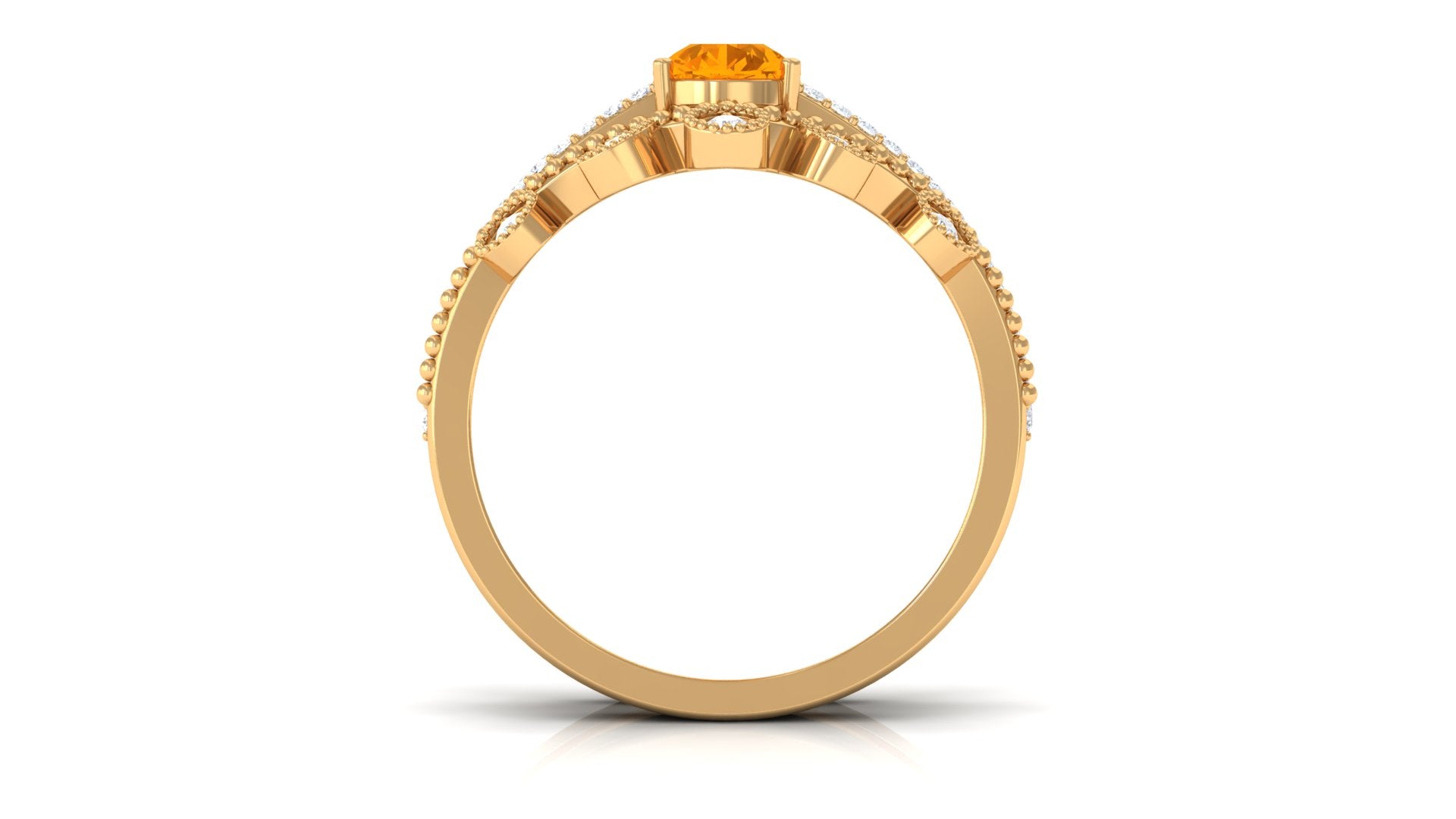 Rosec Jewels-Pear Cut Fire Opal and Diamond Vintage Engagement Ring with Wedding Band Set