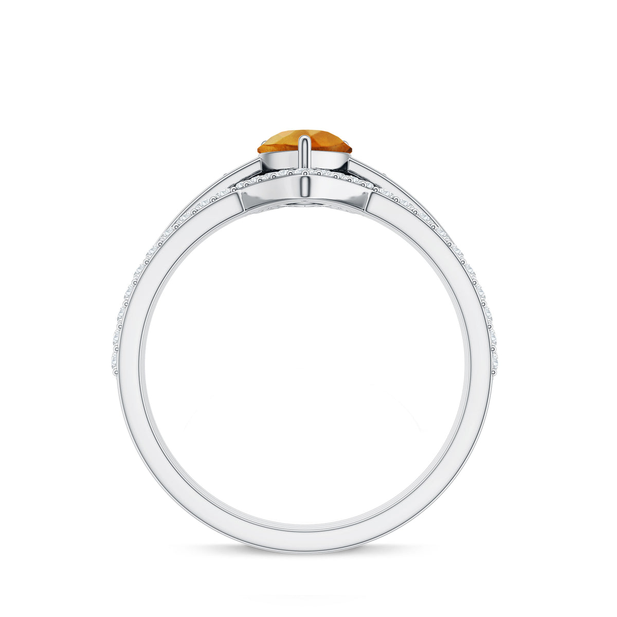 Natural 0.6 Carat Pear Shape Citrine Wedding Bridal Ring Set of 3 with Certificate AAA - Rosec Jewels