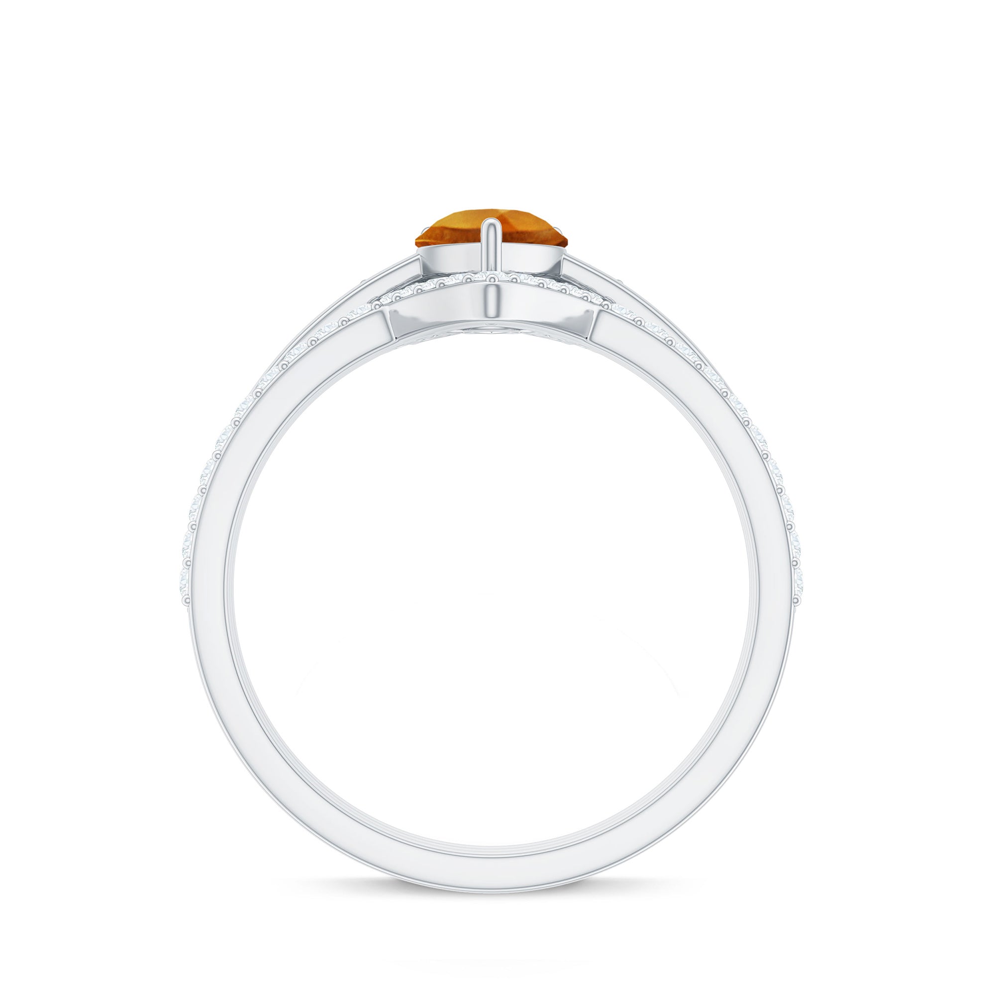 Natural Pear Shape Citrine Wedding Bridal Ring Set of 3 with Certificate AAA - Rosec Jewels