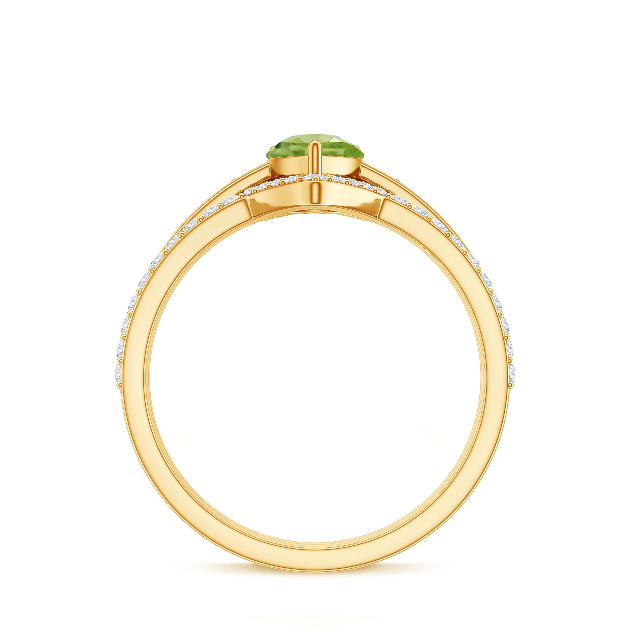 Certified Real 1 Carat Peridot Trio Wedding Ring Set with Moissanite AAA - Rosec Jewels