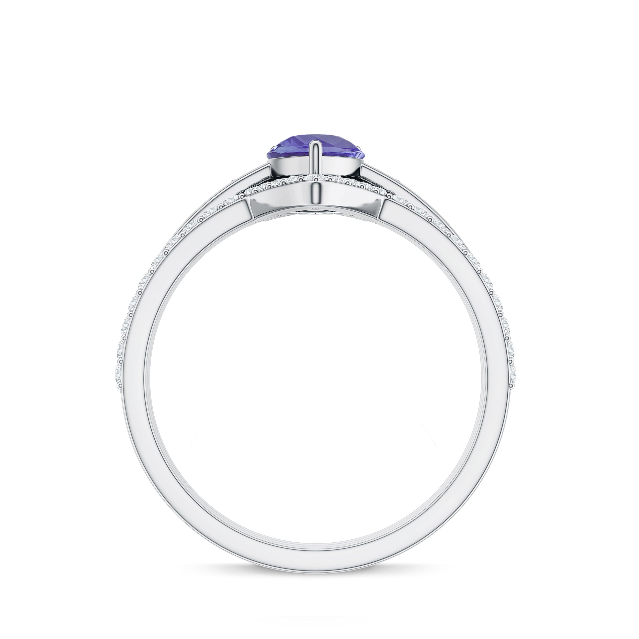 0.8 Carat Natural Tanzanite Diamond 3 Piece Wedding Ring Set AAA - Rosec Jewels