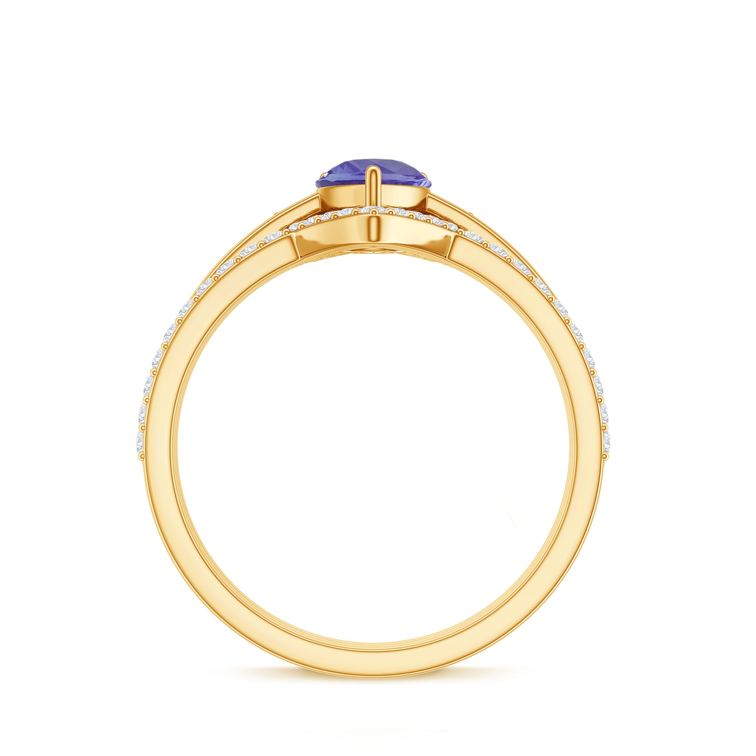 0.8 Carat Natural Tanzanite Diamond 3 Piece Wedding Ring Set AAA - Rosec Jewels