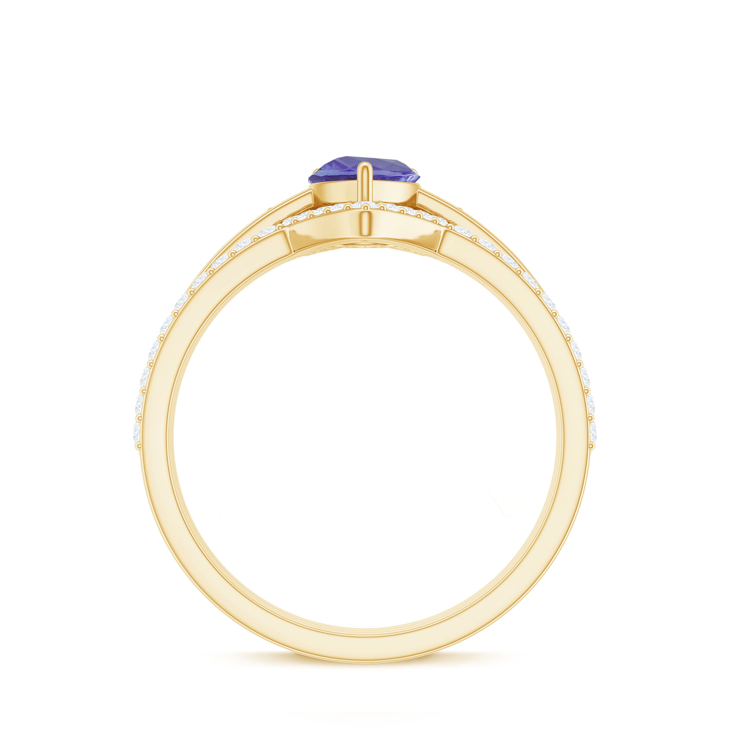Rosec Jewels-Natural Tanzanite Diamond 3 Piece Wedding Ring Set