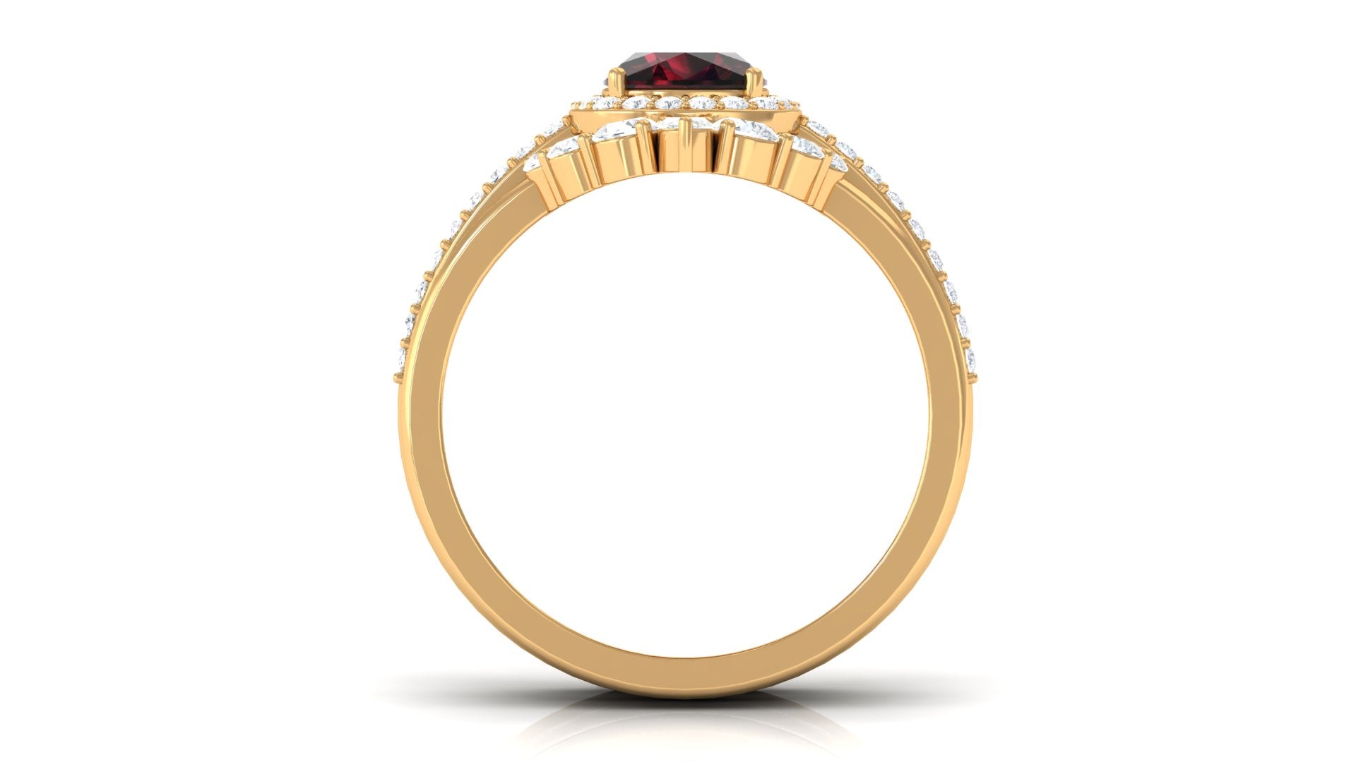 Natural 8mm Cushion Cut Garnet Statement Bridal Ring Set AAA - Rosec Jewels