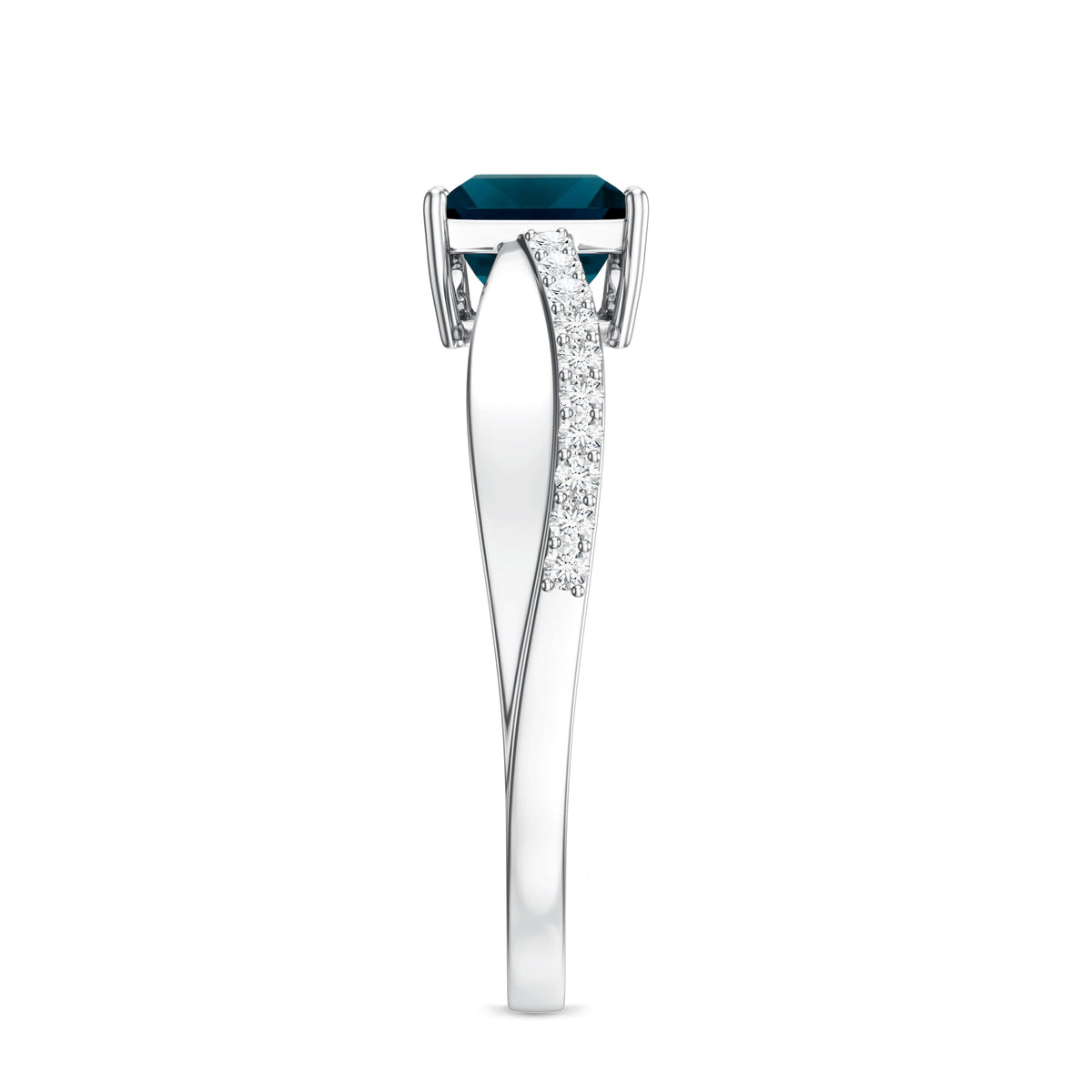 1 Carat Princess Cut London Blue Topaz Solitaire Engagement Ring For Women AAA - Rosec Jewels