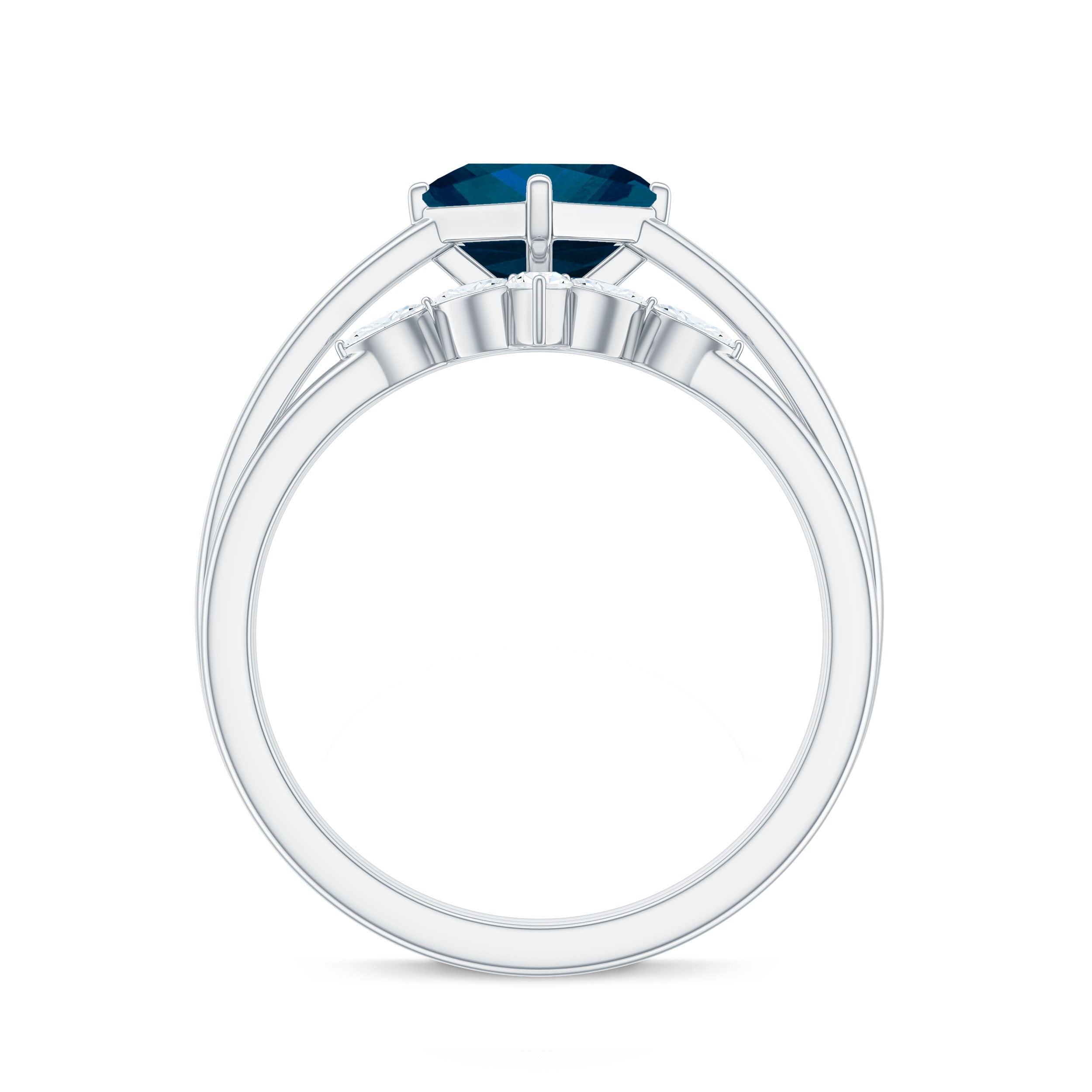 Princess Cut London Blue Topaz Designer Wedding Ring Set for Women AAA - Rosec Jewels