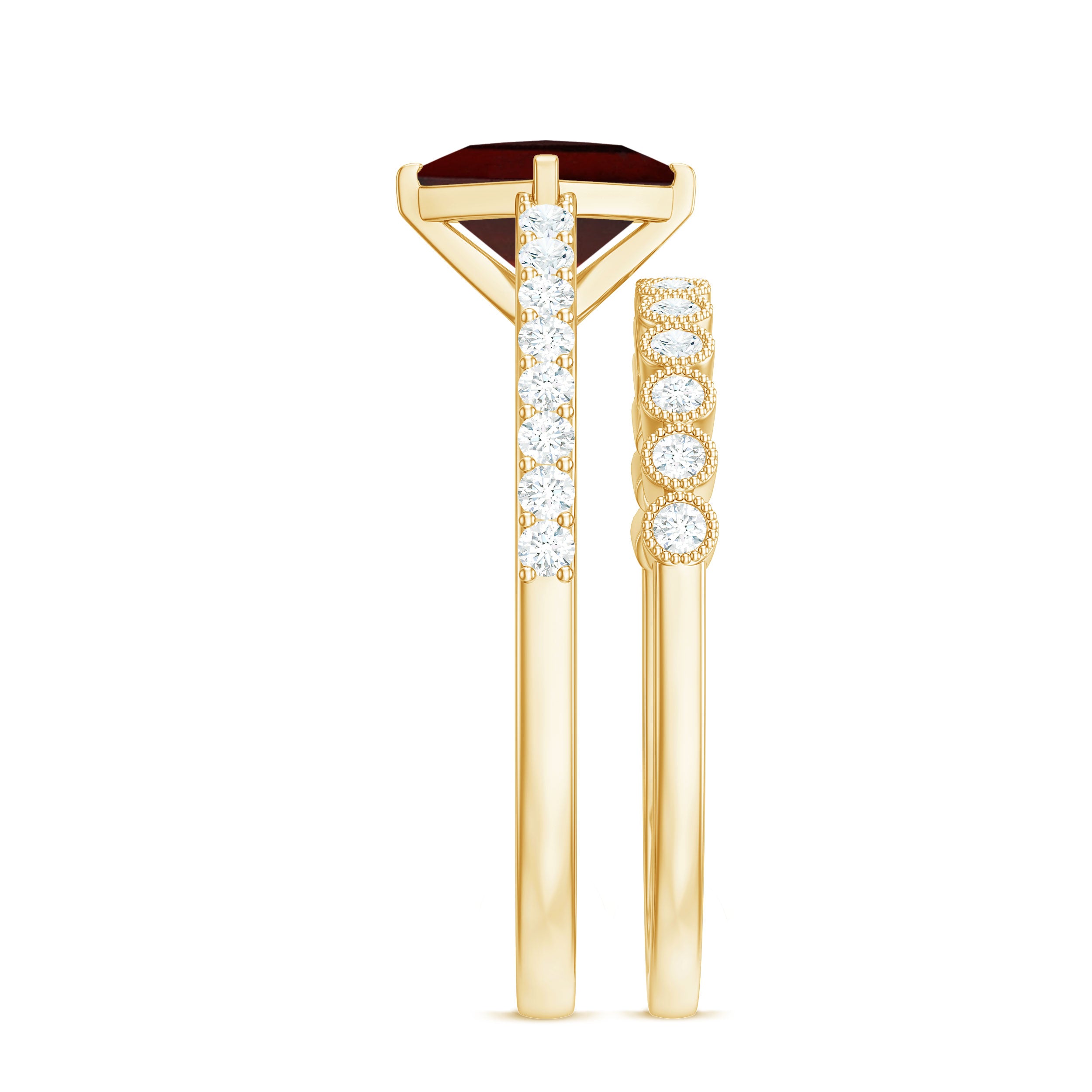 Princess Cut Garnet and Diamond Wedding Ring Set for Women AAA - Rosec Jewels