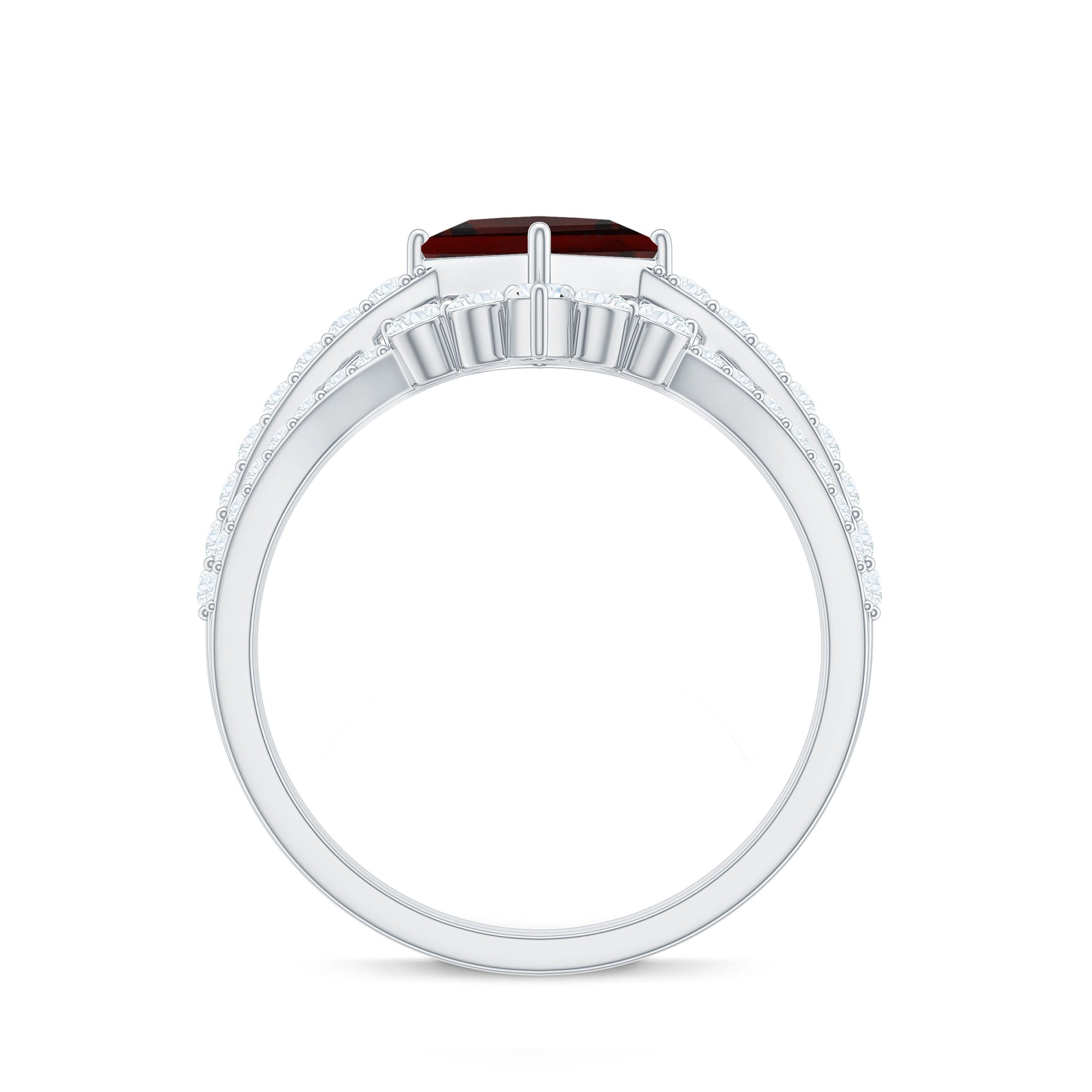 Natural Princess Cut Garnet Diamond Wedding Bridal Ring Set AAA - Rosec Jewels