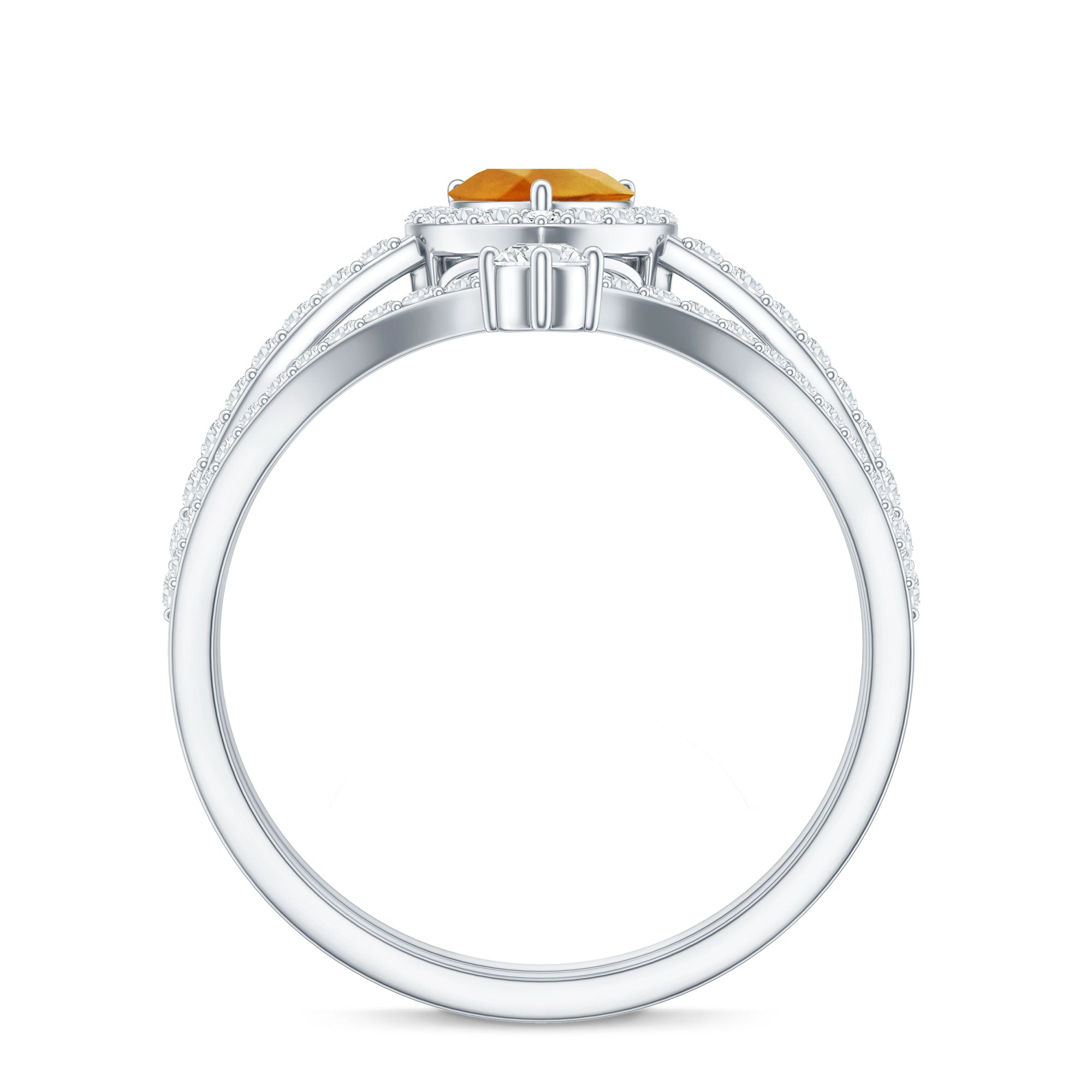 Certified Real Citrine Heart Shape Engagement Ring with Diamond Enhancer AAA - Rosec Jewels