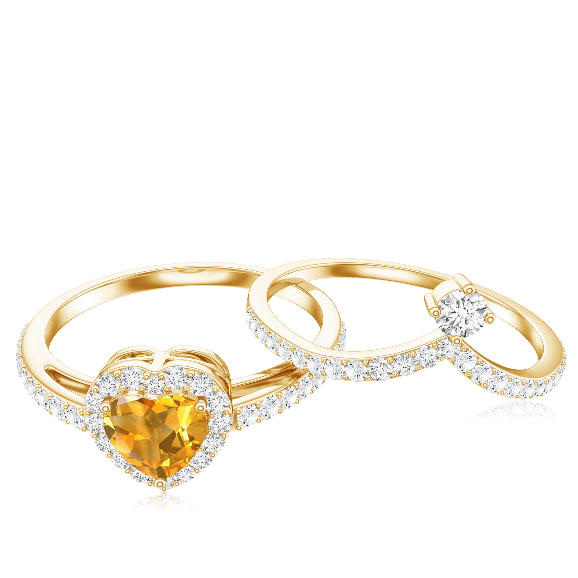 Certified Real Citrine Heart Shape Engagement Ring with Diamond Enhancer AAA - Rosec Jewels