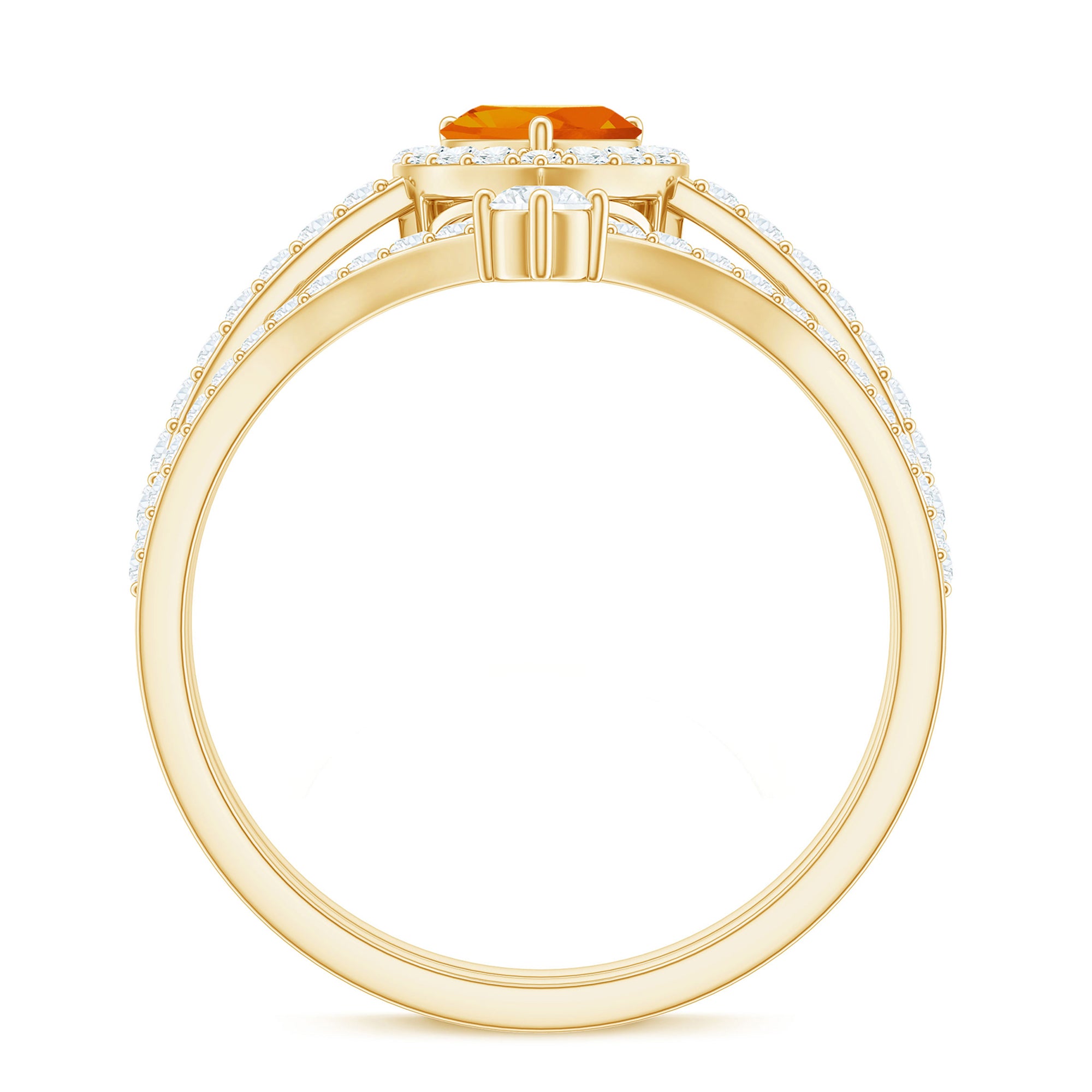 Heart Shape Fire Opal Ring Set with Moissanite AAA - Rosec Jewels