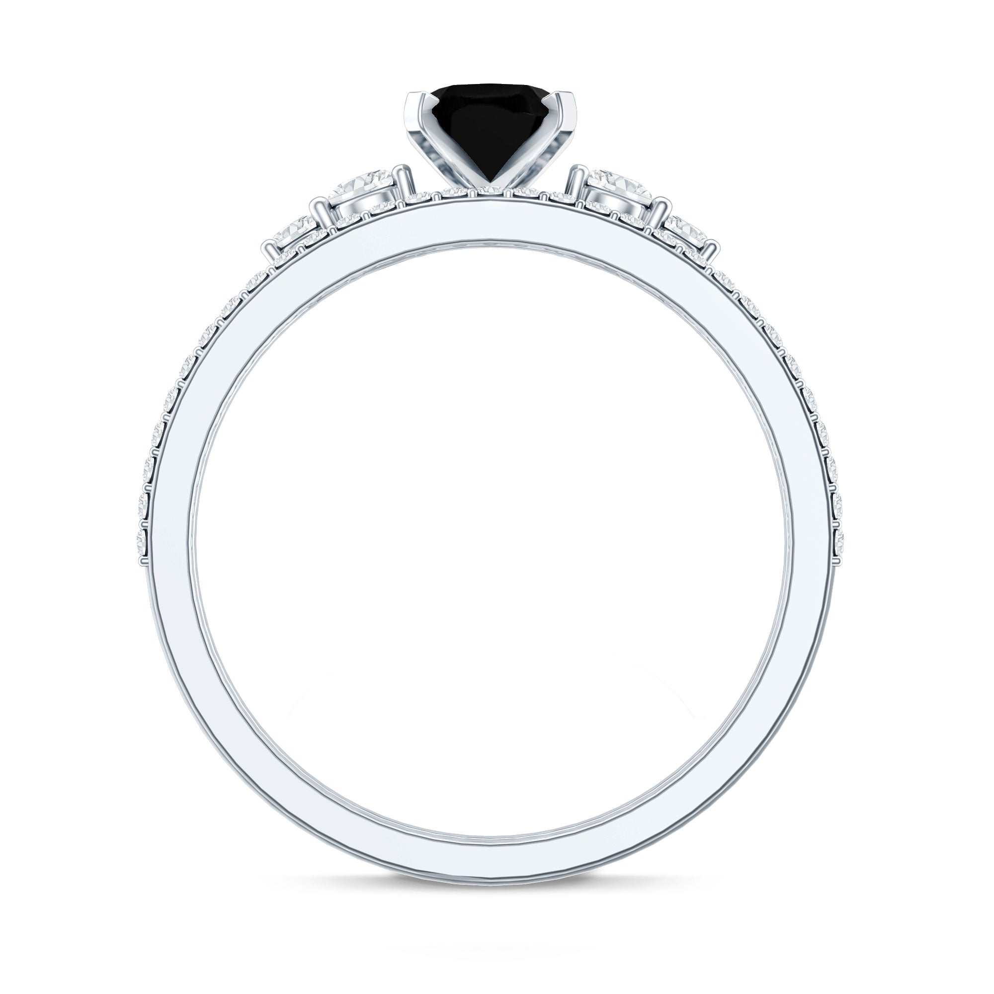 Certified Oval Lab Grown Black and White Diamond Wedding Engagement Ring Set AAAA ( Synthetic ) - Rosec Jewels