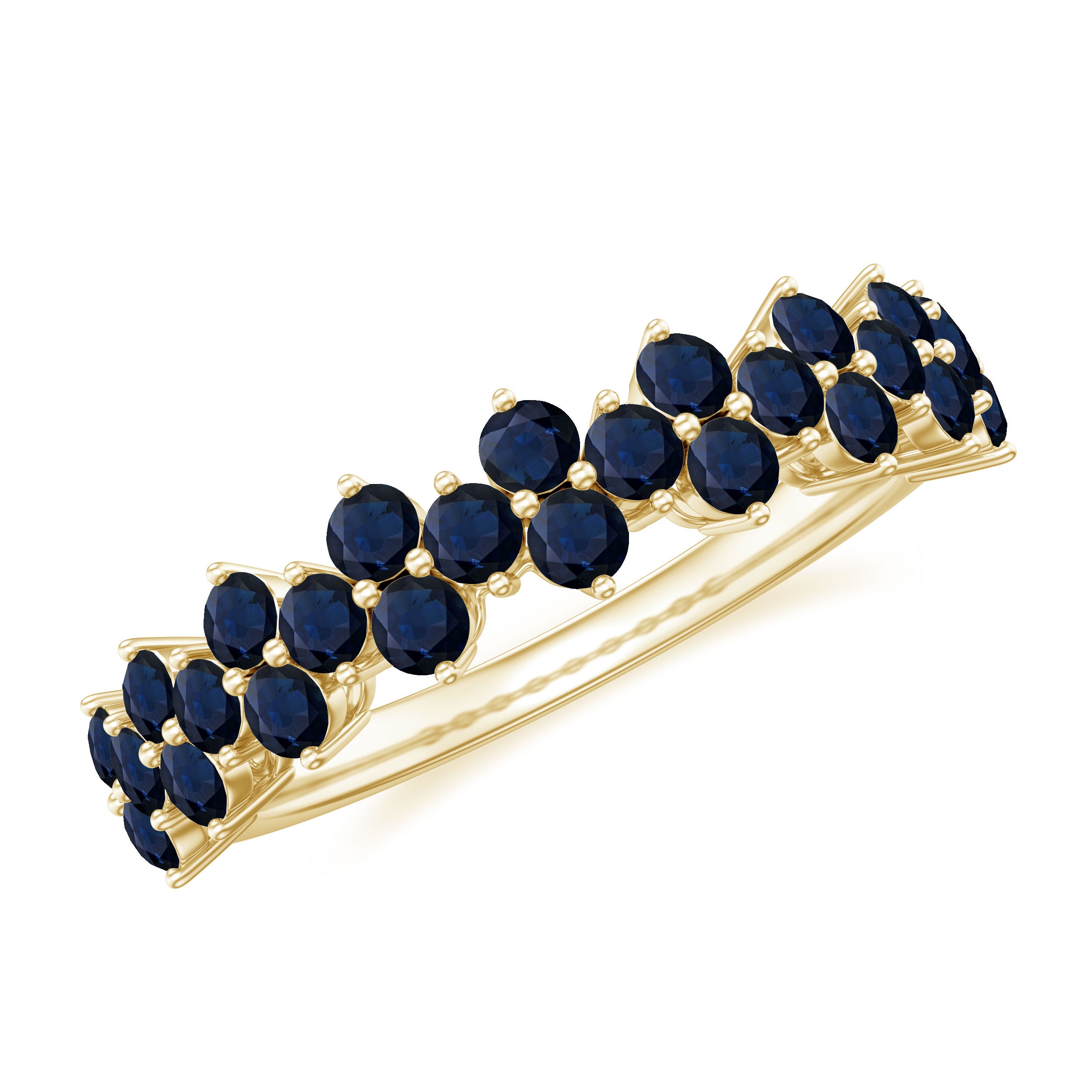 Natural Blue Sapphire Half Eternity Anniversary Ring AAA - Rosec Jewels