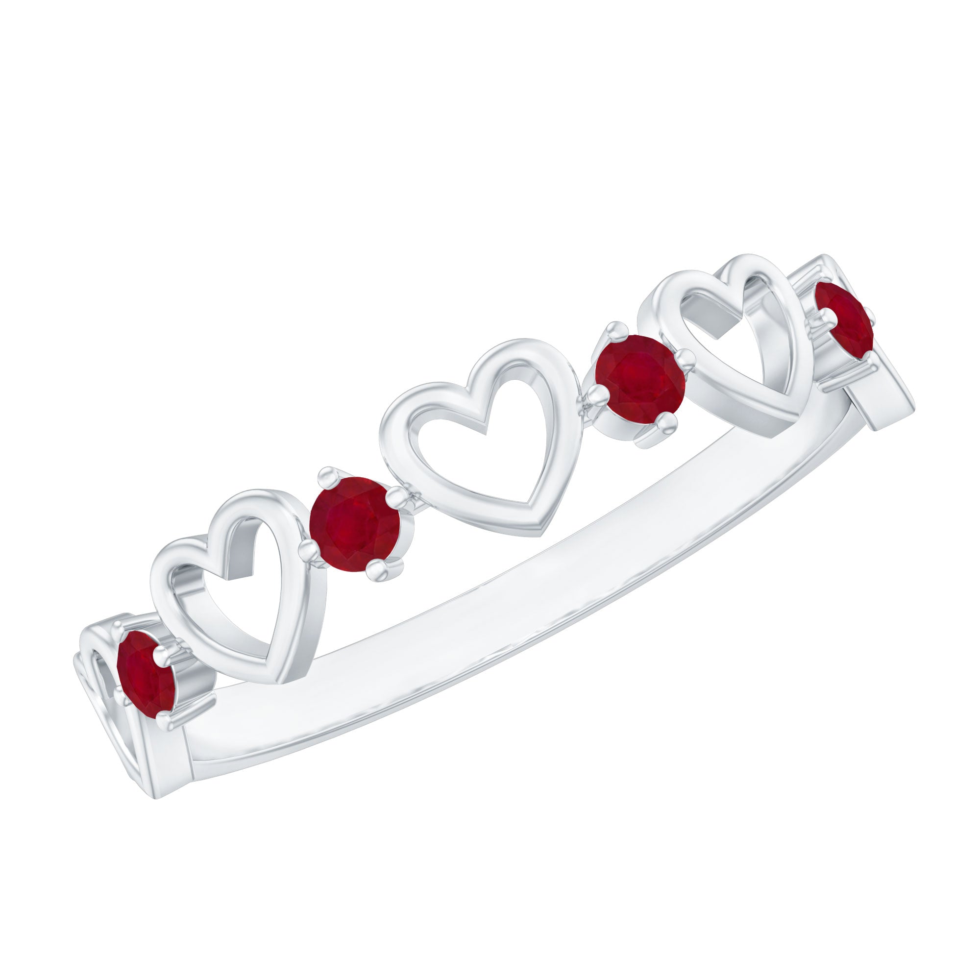 Rosec Jewels-Natural Ruby Heart Eternity Ring for Promise