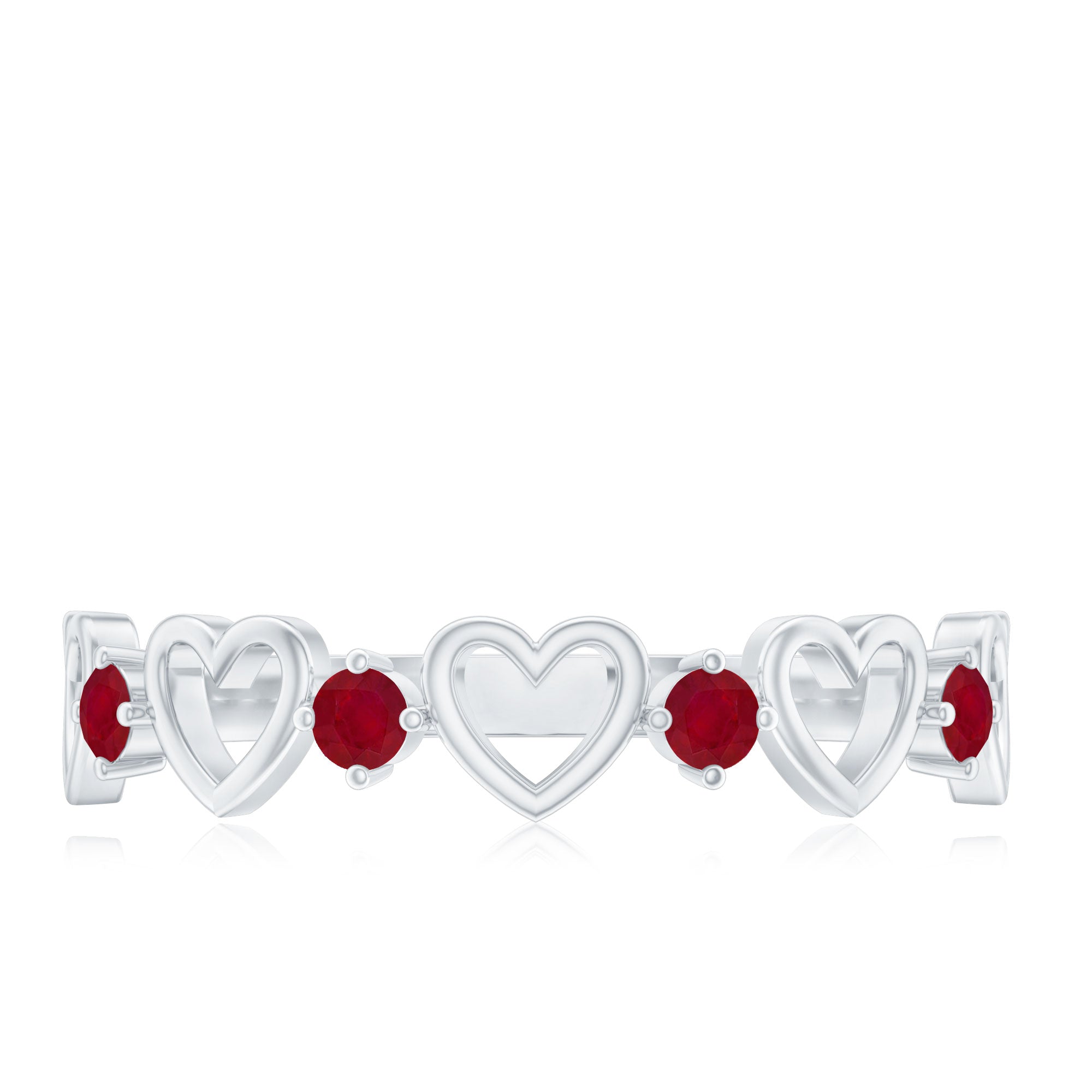 Rosec Jewels-Natural Ruby Heart Eternity Ring for Promise