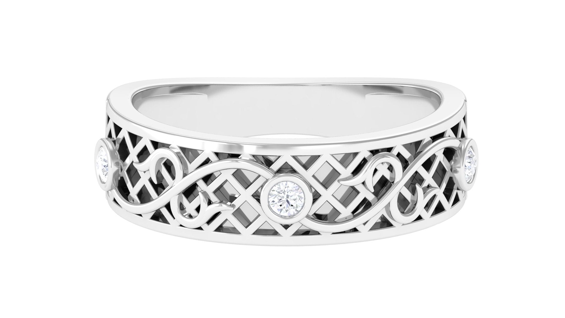 Bezel Set Round Diamond Filigree Ring