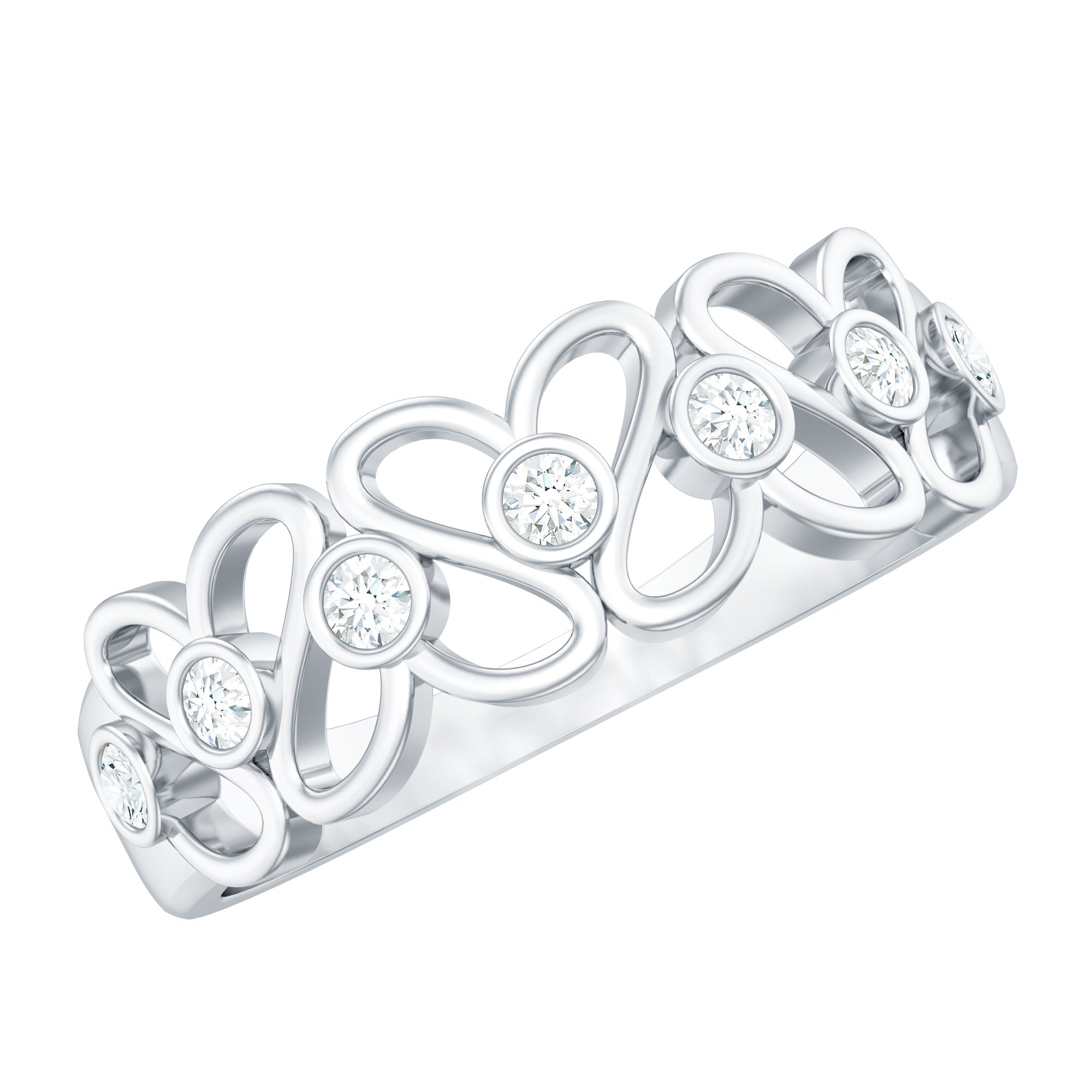 Contemporary Diamond Half Eternity Band Ring for Women Natural - ( HI-SI ) - Rosec Jewels