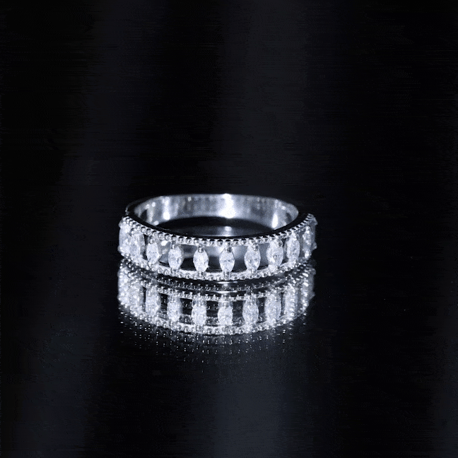 Natural Marquise Diamond Half Eternity Wedding Band Natural - ( HI-SI ) - Rosec Jewels