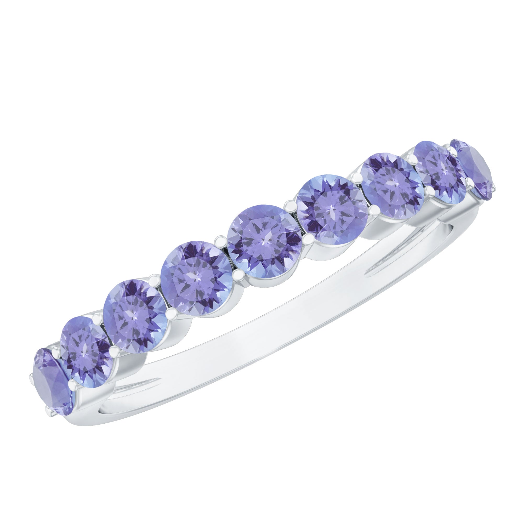 Rosec Jewels-Natural Tanzanite Half Eternity Ring with Certificate