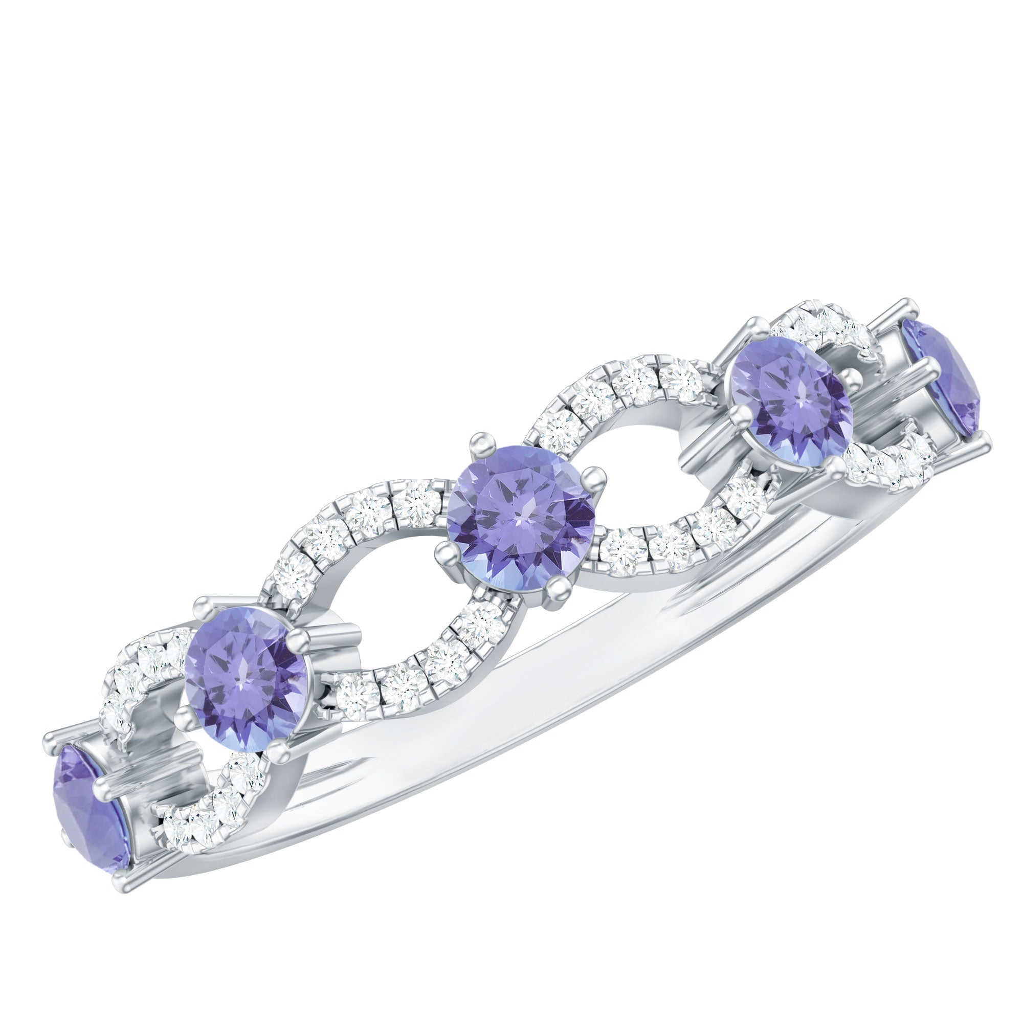 Real Tanzanite Diamond Half Eternity Ring for Women