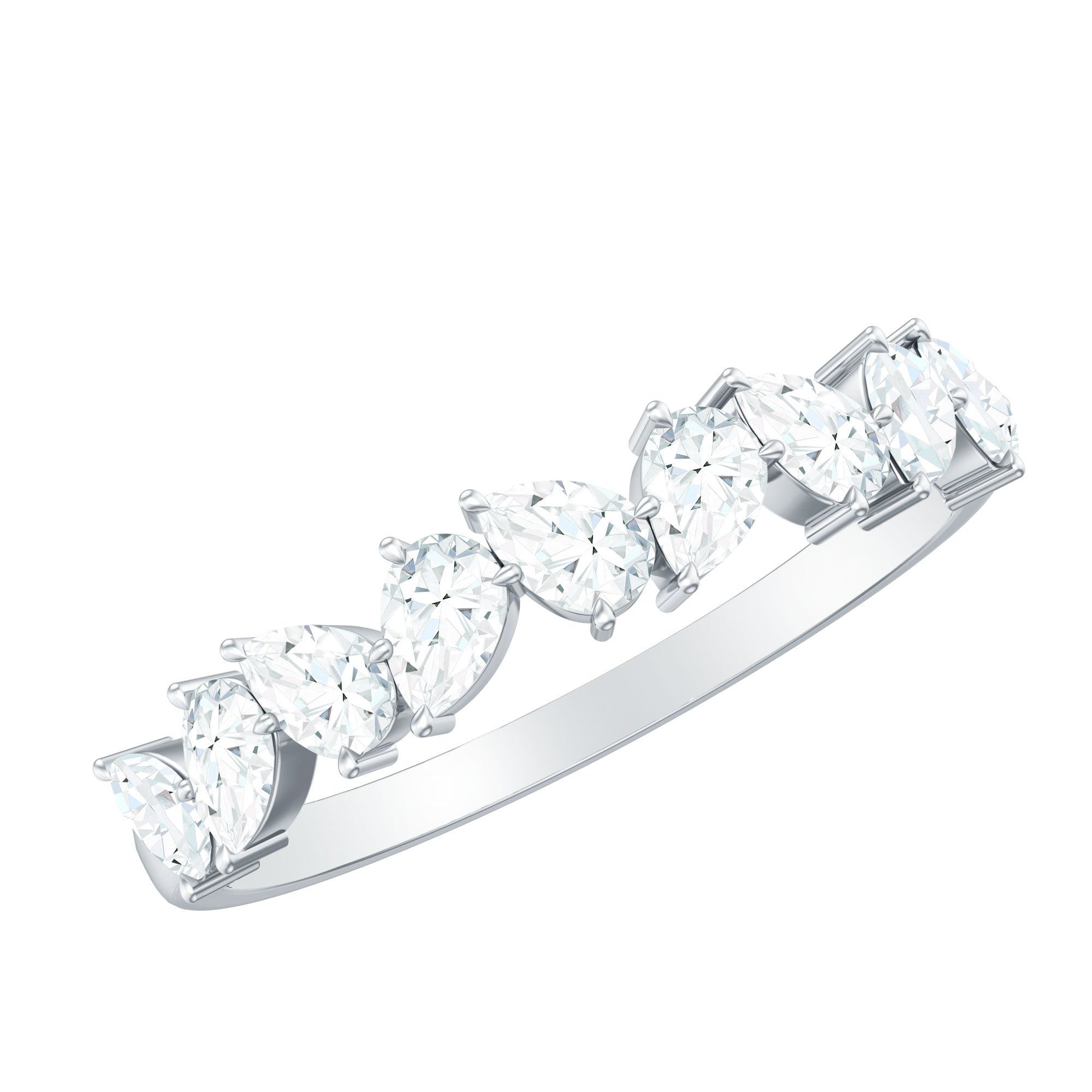 Natural Pear Shape Diamond Half Eternity Ring for Women Natural - ( HI-SI ) - Rosec Jewels