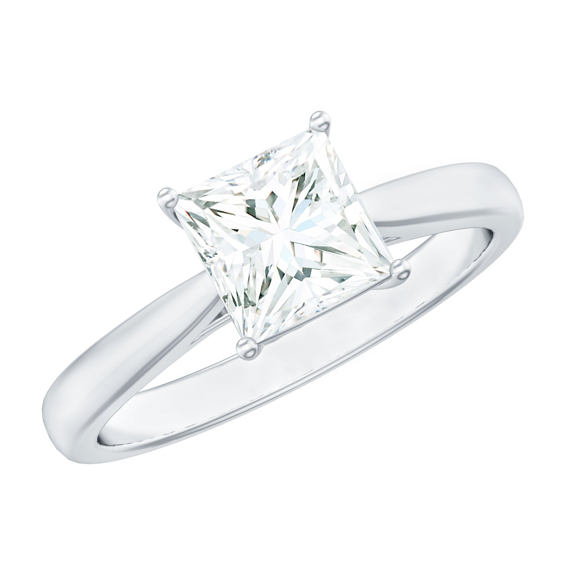 Princess Cut Moissanite Solitaire Engagement Ring