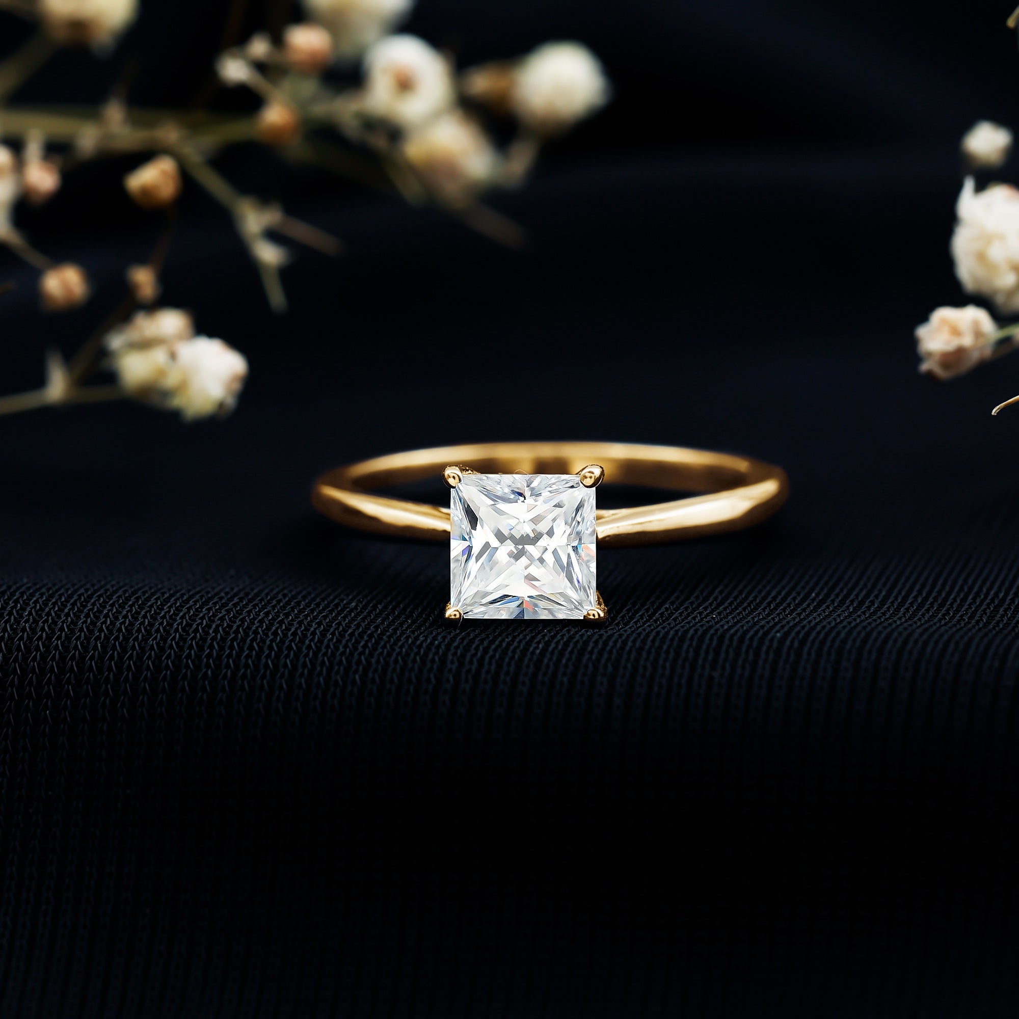Princess Cut Moissanite Solitaire Engagement Ring D-VS1 - Rosec Jewels