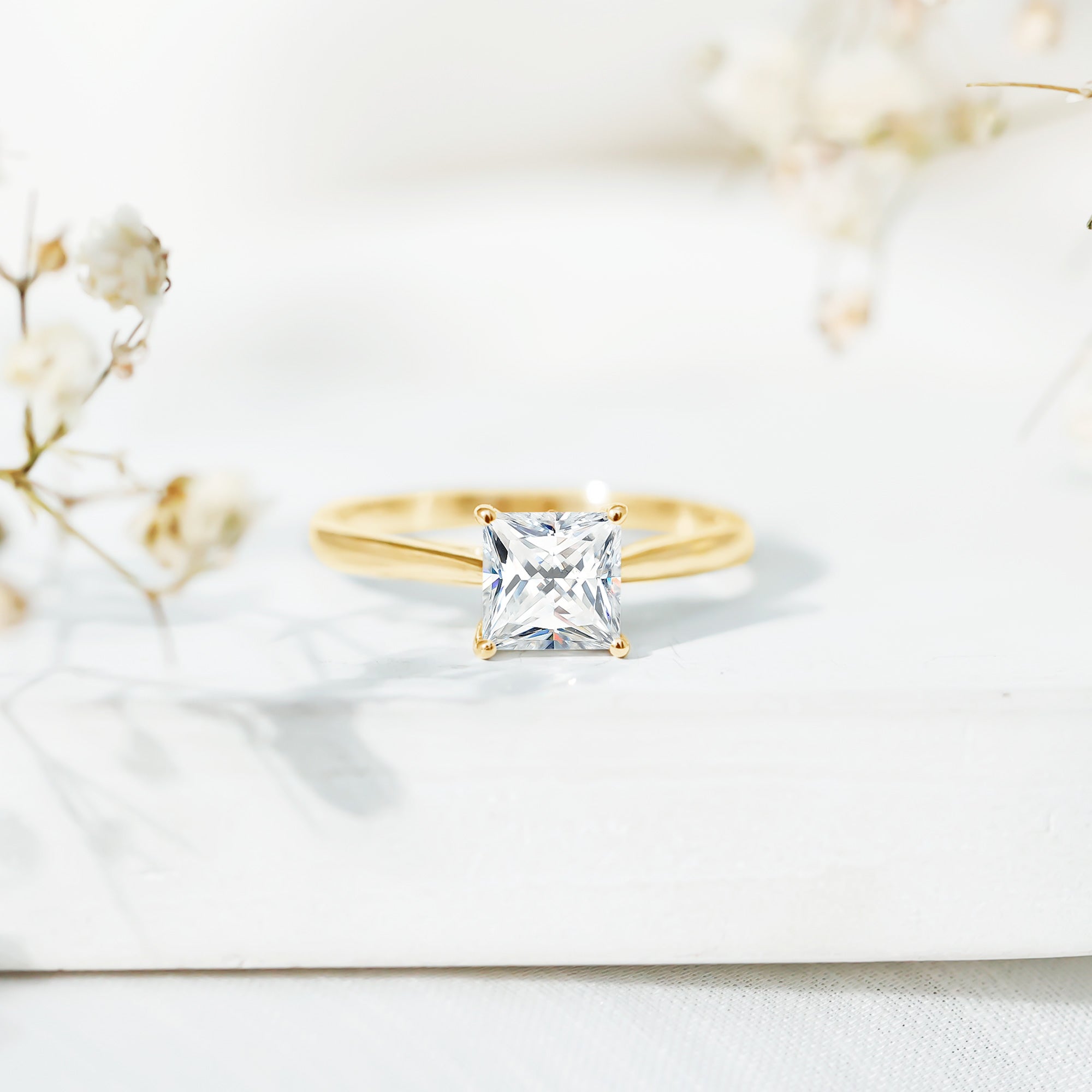 Princess Cut Moissanite Solitaire Engagement Ring D-VS1 - Rosec Jewels