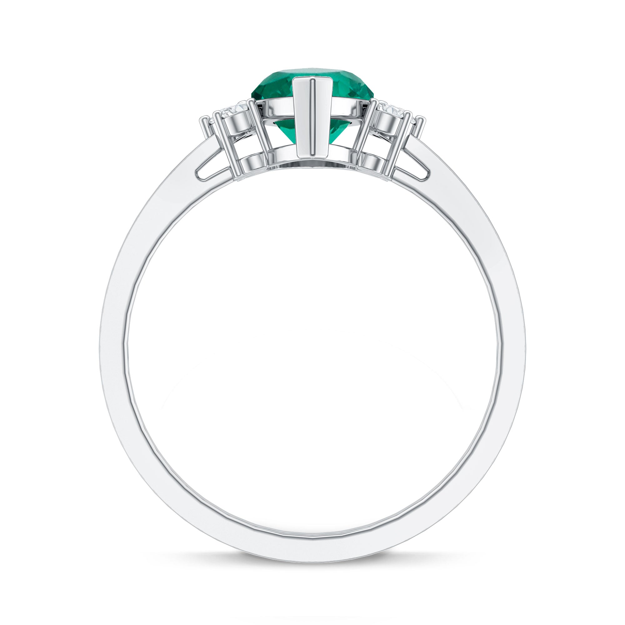 2.5 Carat Lab Grown Emerald and Diamond Marquise Engagement Ring AAAA - Rosec Jewels