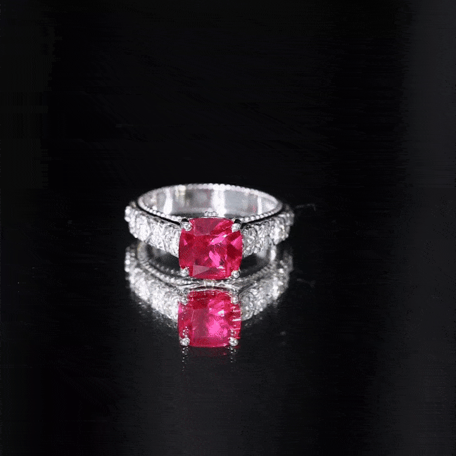 Vintage Inspired 2 Carat Cushion Cut Lab Created Ruby Engagement Ring AAAA - Rosec Jewels