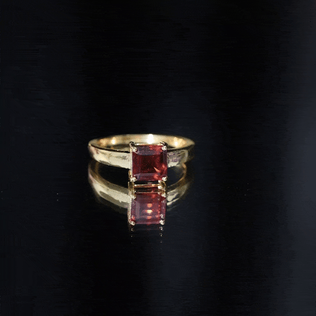 Rosec Jewels-Real 8mm Garnet Asscher Cut Engagement Ring with Certificate