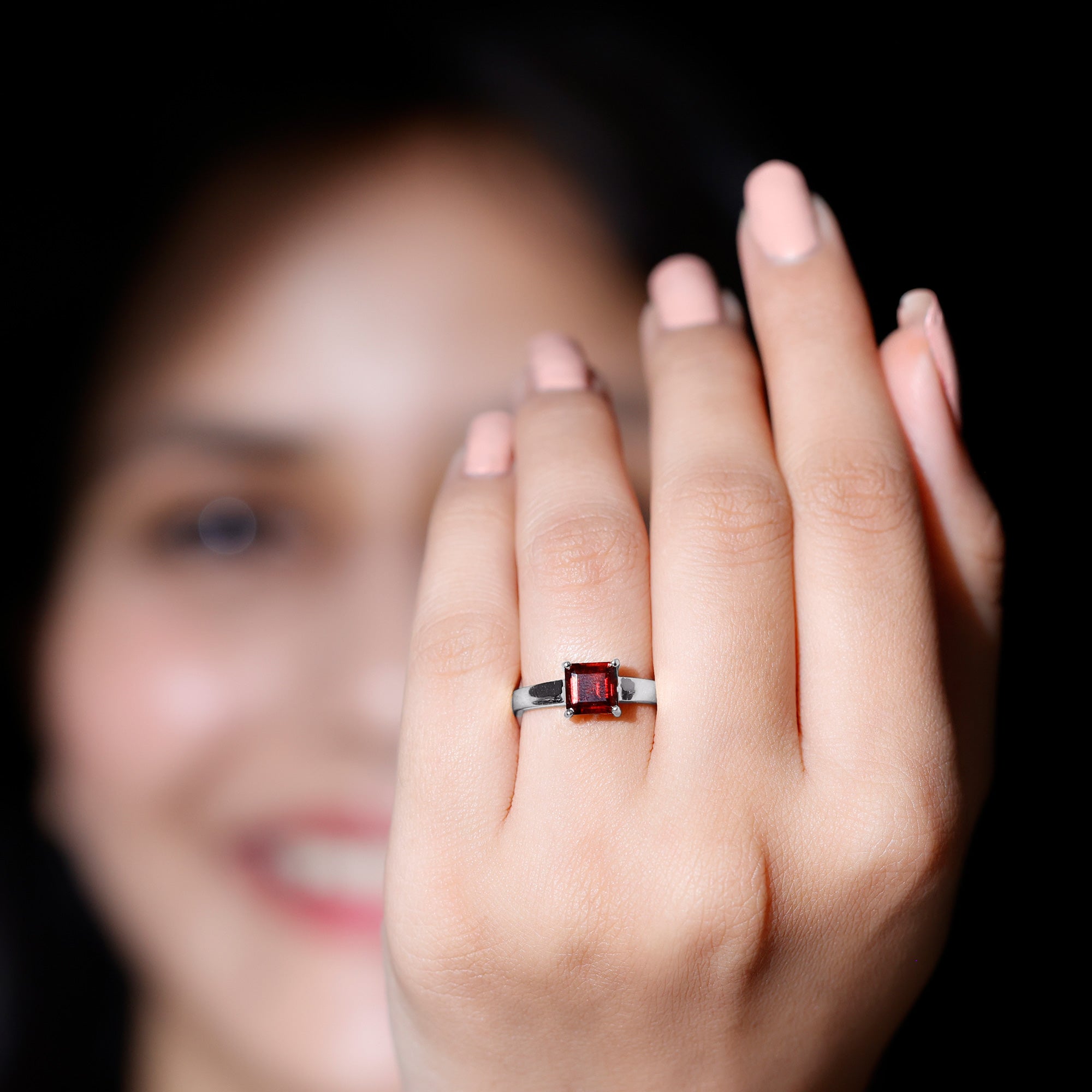3.3 Carat Real Garnet Asscher Cut Engagement Ring with Certificate AAA - Rosec Jewels