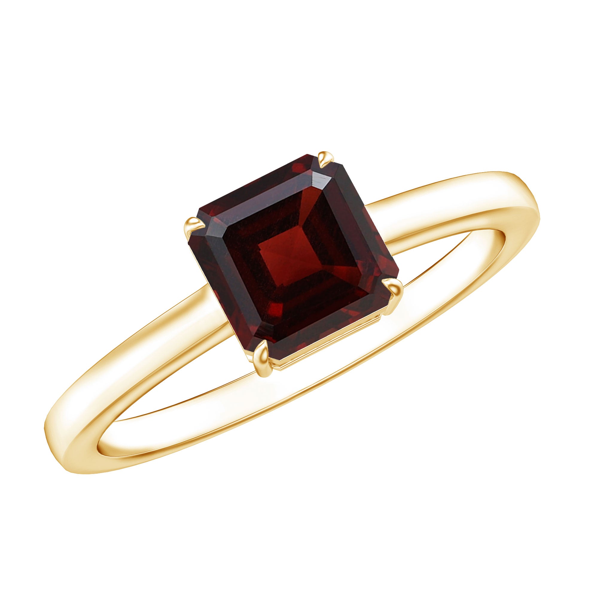 3.3 Carat Real Garnet Asscher Cut Engagement Ring with Certificate AAA - Rosec Jewels