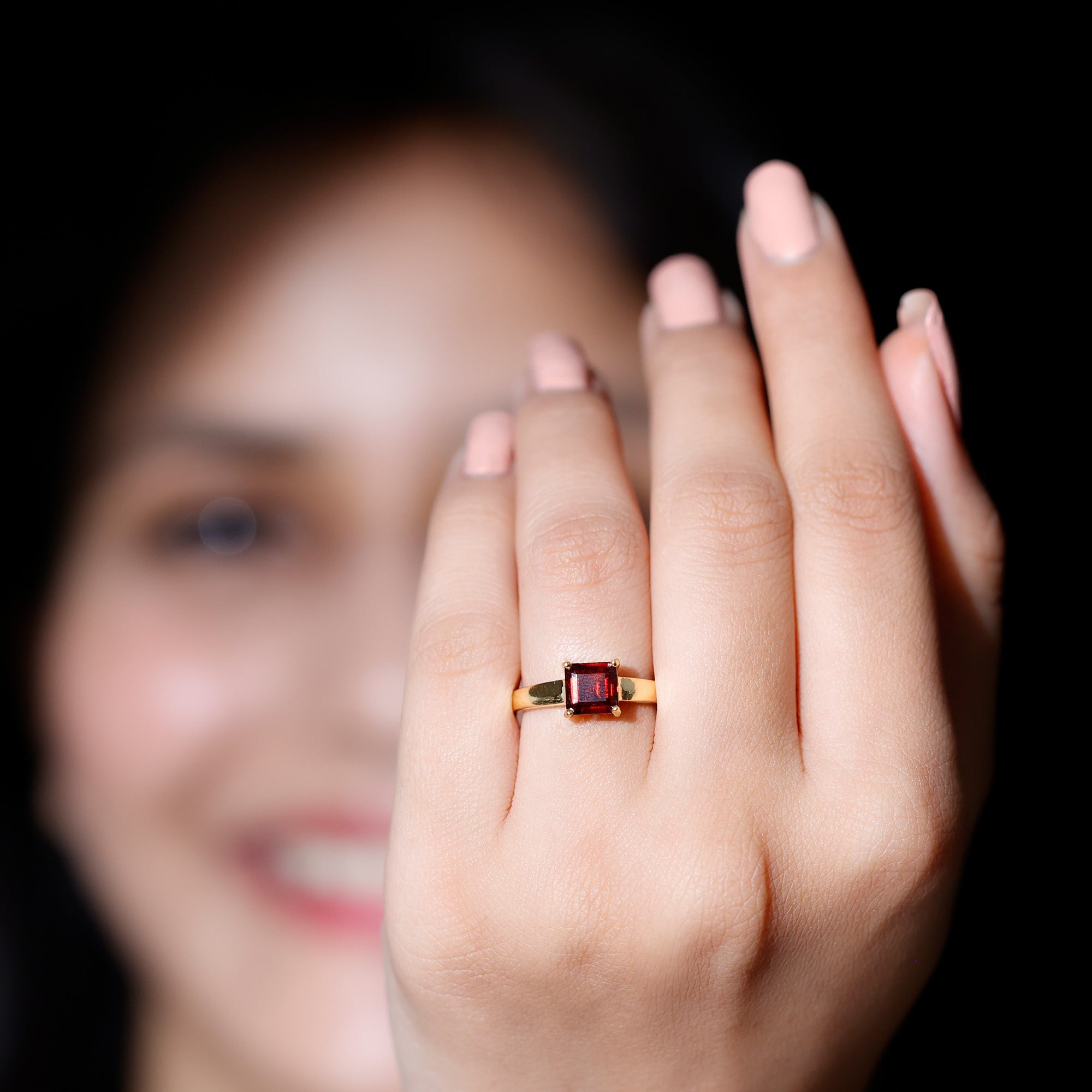 3.3 Carat Real Garnet Asscher Cut Engagement Ring with Certificate AAA - Rosec Jewels