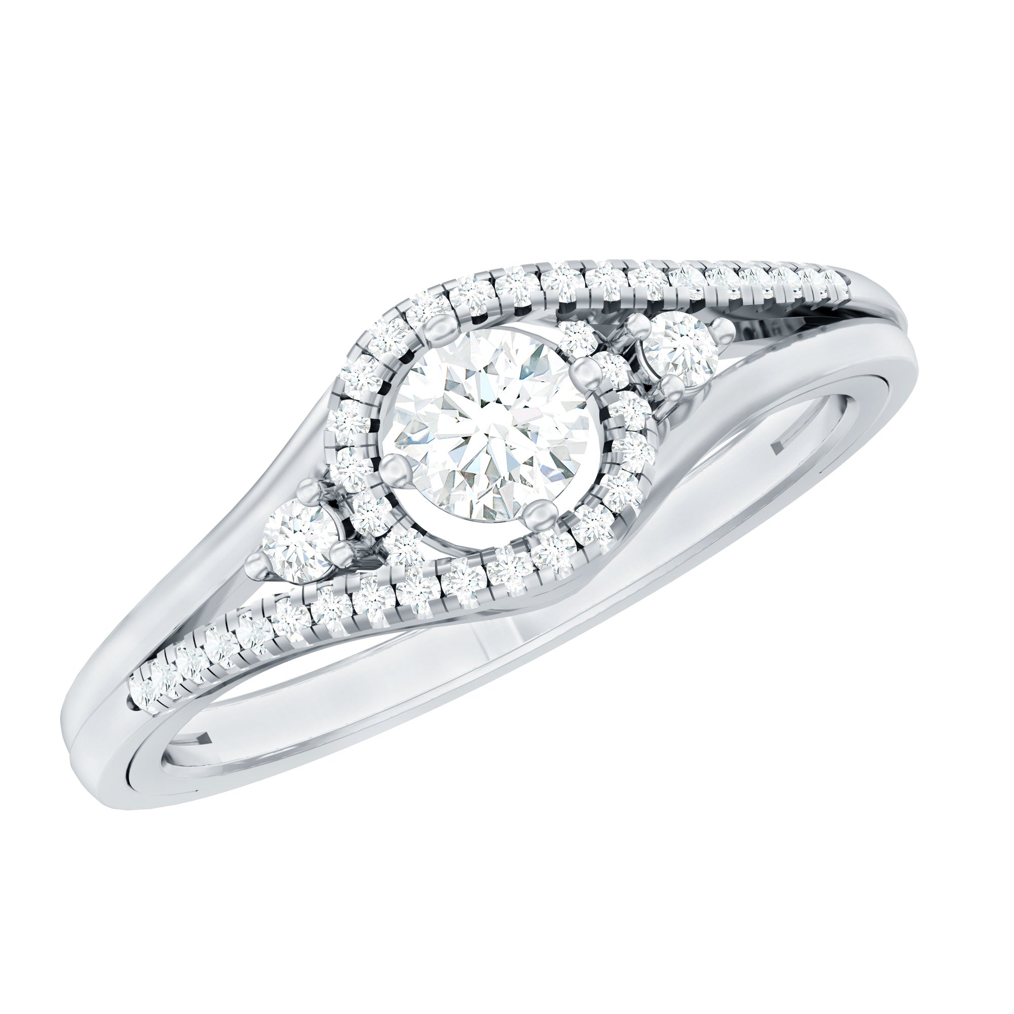 Certified Diamond Classic Engagement Ring in Split Shank
